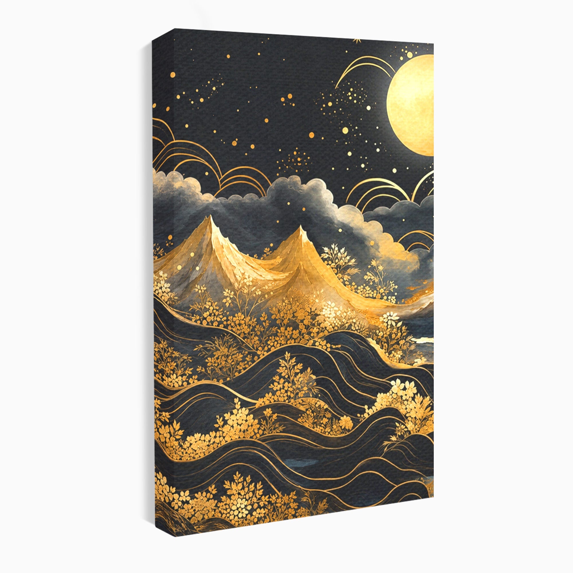 Set 2 Tablouri Canvas Premium LuxCanva® A2-1736, Luna Deasupra Muntilor, Luna, Munti, Peisaj, Noapte, Dormitor, Culori Vibrante