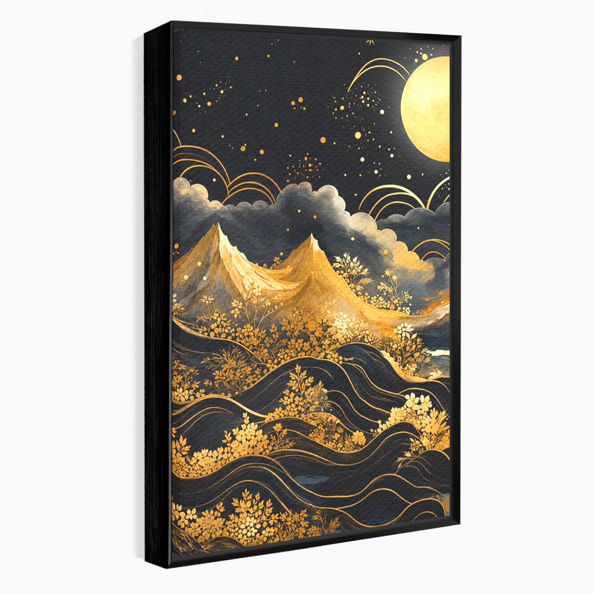 Set 2 Tablouri Canvas Premium LuxCanva® A2-1736, Luna Deasupra Muntilor, Luna, Munti, Peisaj, Noapte, Dormitor, Culori Vibrante