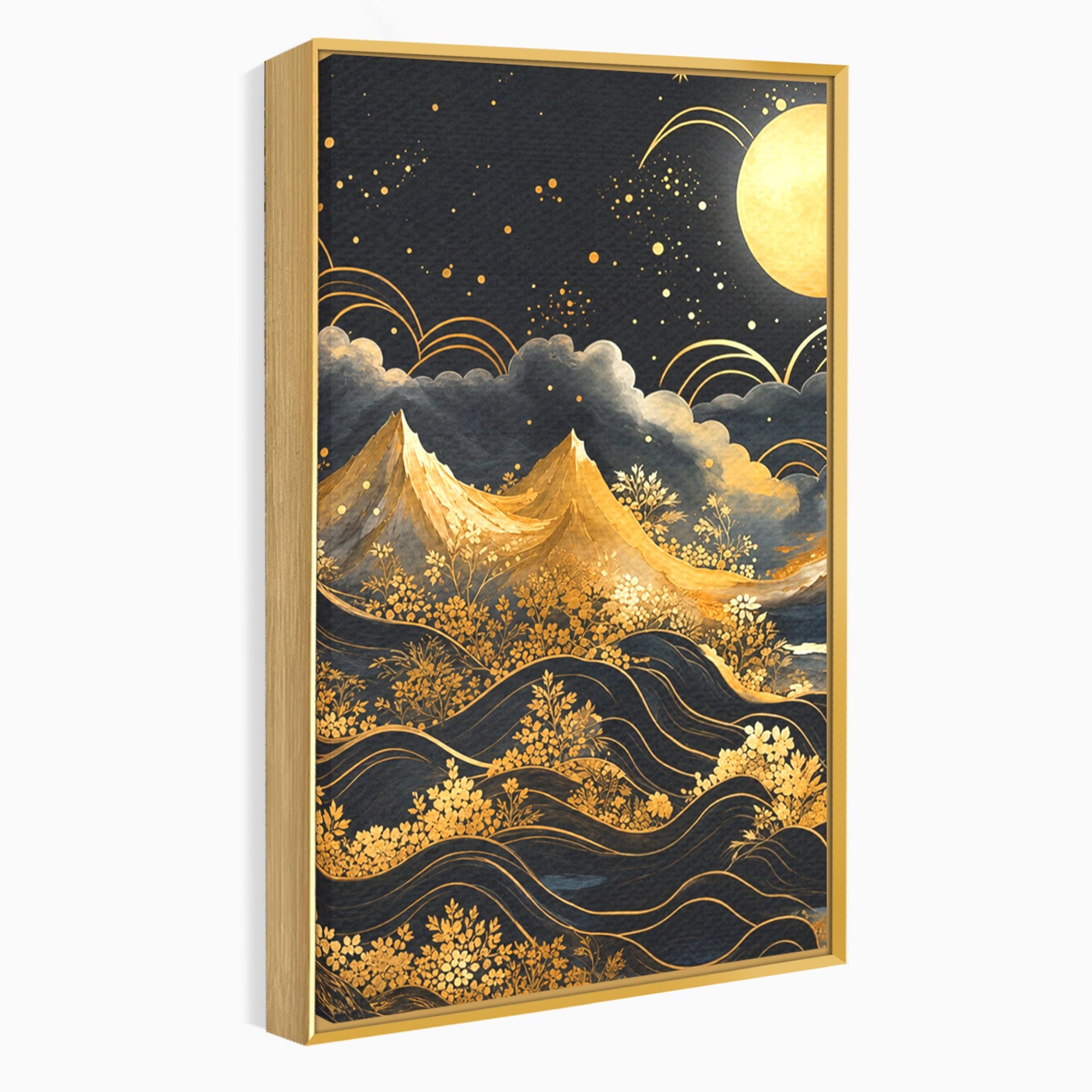 Set 2 Tablouri Canvas Premium LuxCanva® A2-1736, Luna Deasupra Muntilor, Luna, Munti, Peisaj, Noapte, Dormitor, Culori Vibrante