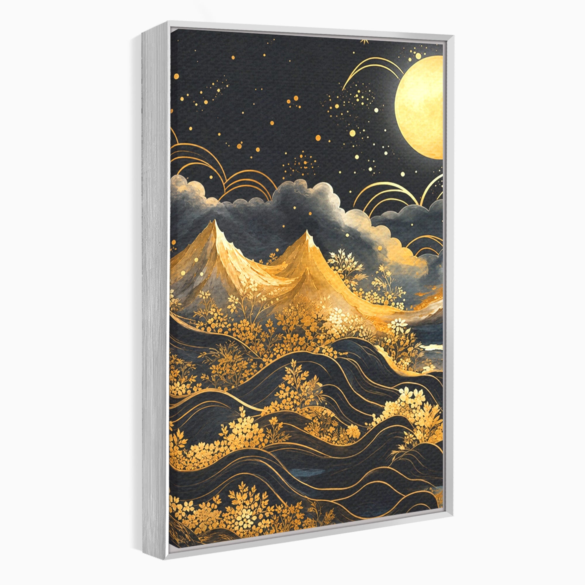 Set 2 Tablouri Canvas Premium LuxCanva® A2-1736, Luna Deasupra Muntilor, Luna, Munti, Peisaj, Noapte, Dormitor, Culori Vibrante