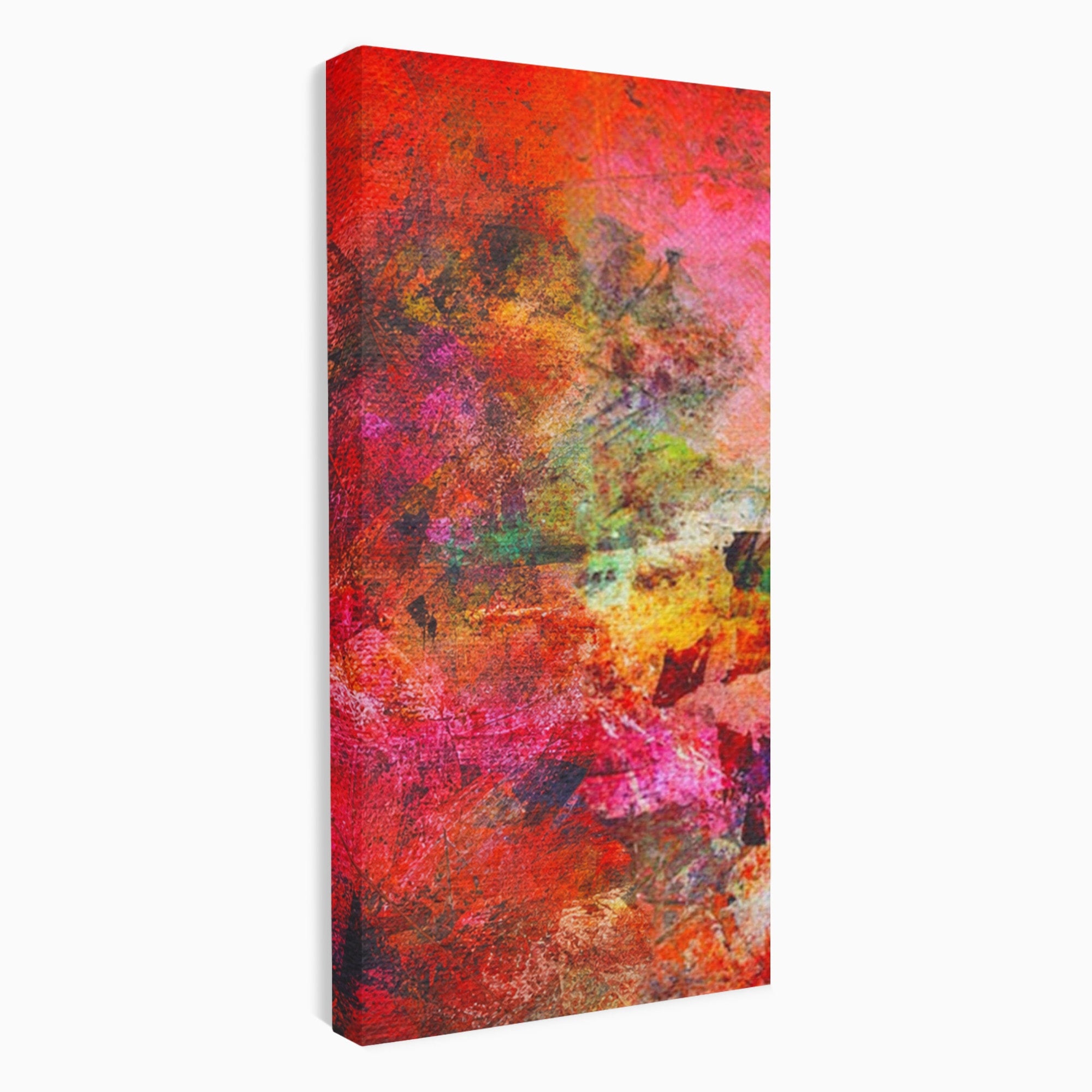 Set 3 Tablouri Canvas Premium LuxCanva® A3-1085, Colorful Red, Abstract, Red, Multicolor, Culori Vibrante