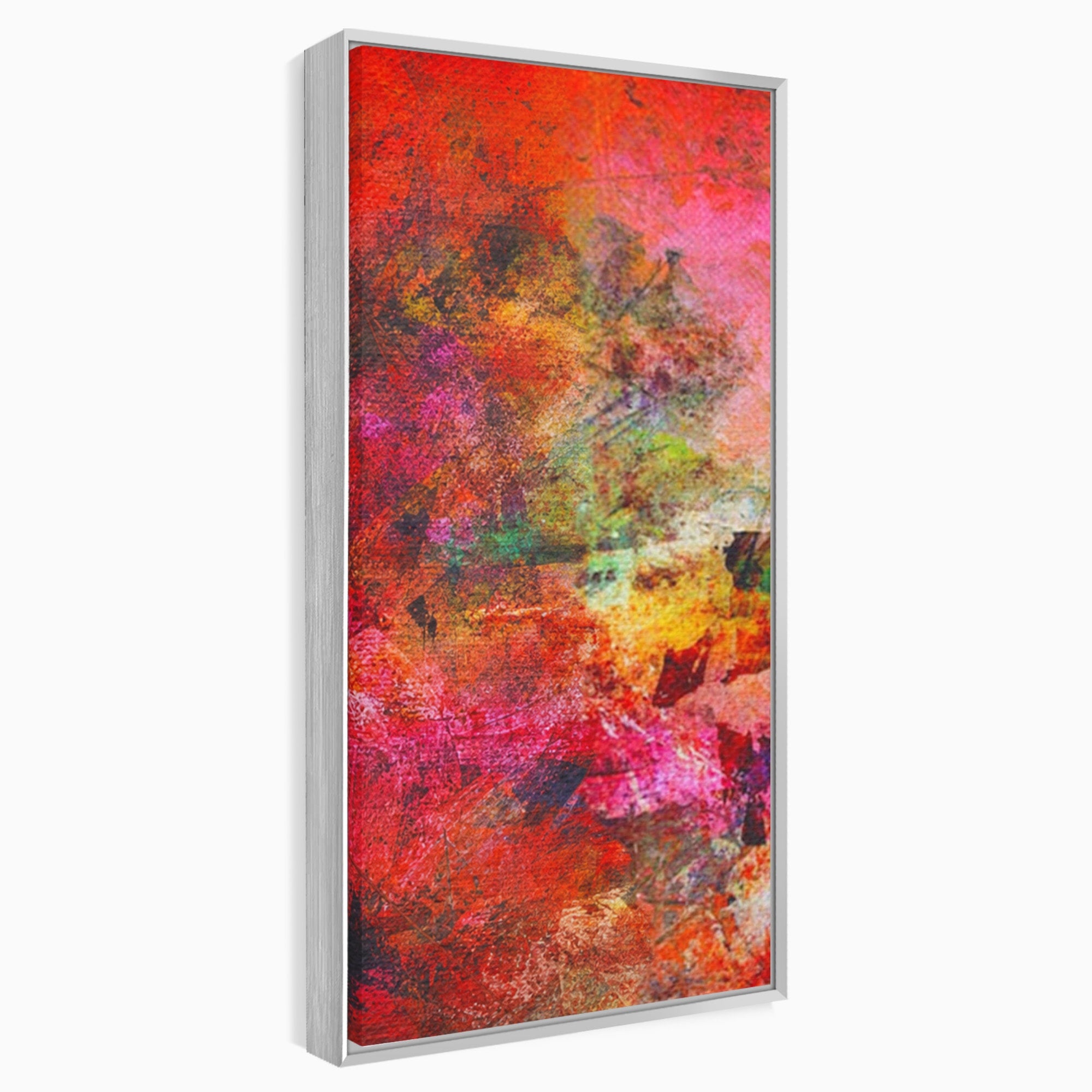 Set 3 Tablouri Canvas Premium LuxCanva® A3-1085, Colorful Red, Abstract, Red, Multicolor, Culori Vibrante