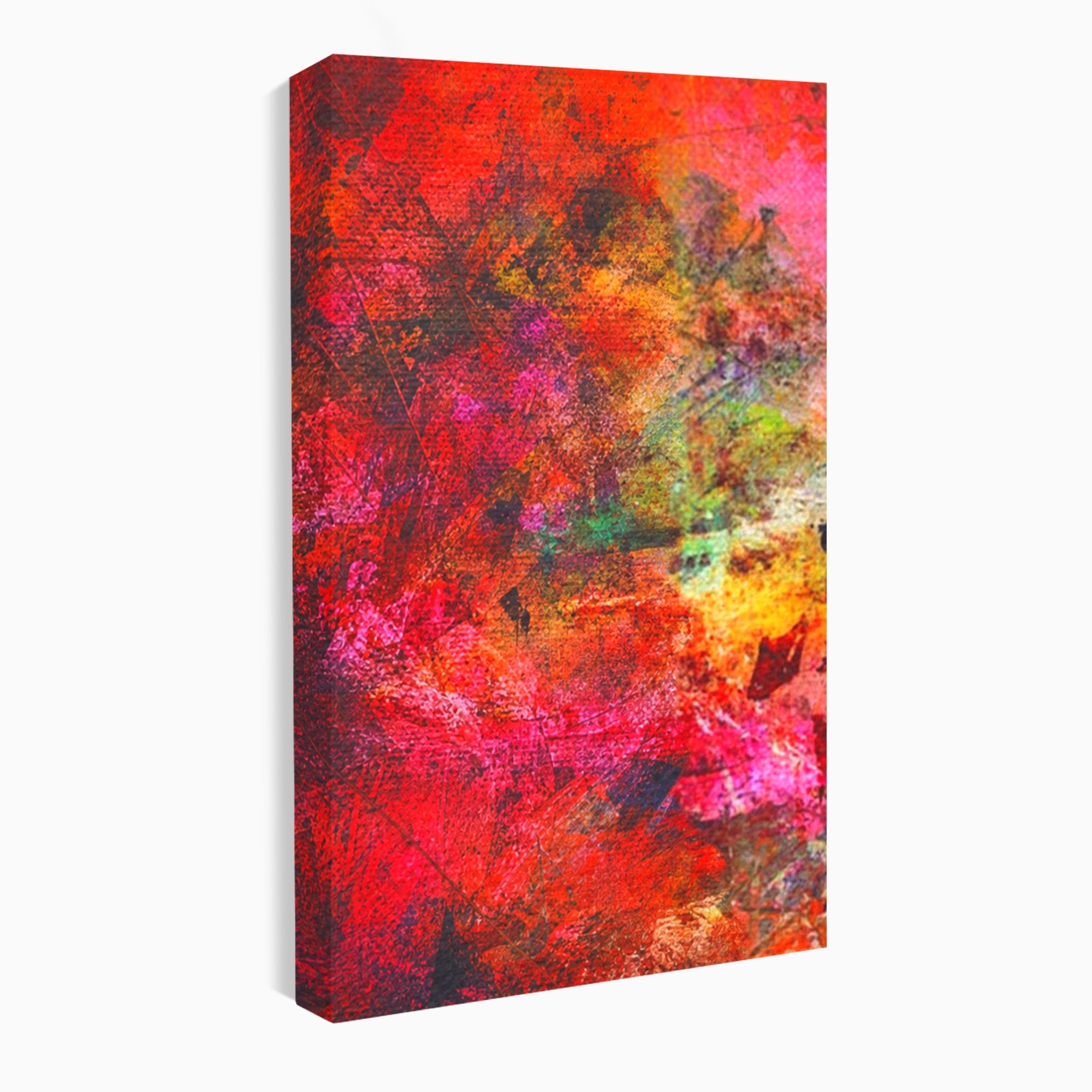 Set 3 Tablouri Canvas Premium LuxCanva® A3-1085, Colorful Red, Abstract, Red, Multicolor, Culori Vibrante