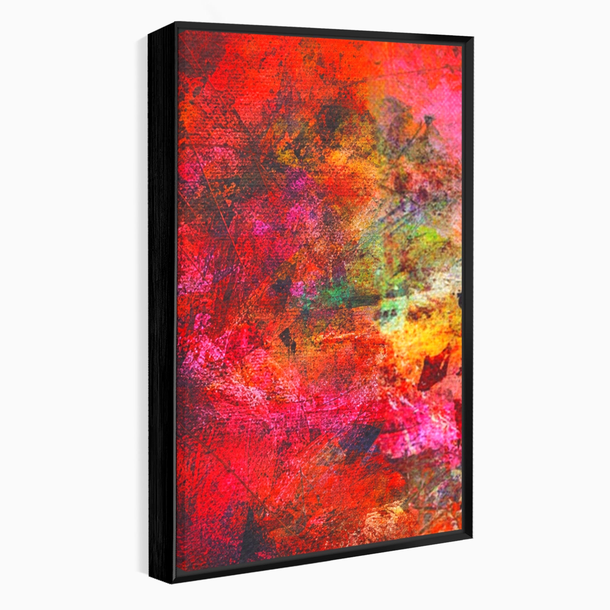 Set 3 Tablouri Canvas Premium LuxCanva® A3-1085, Colorful Red, Abstract, Red, Multicolor, Culori Vibrante