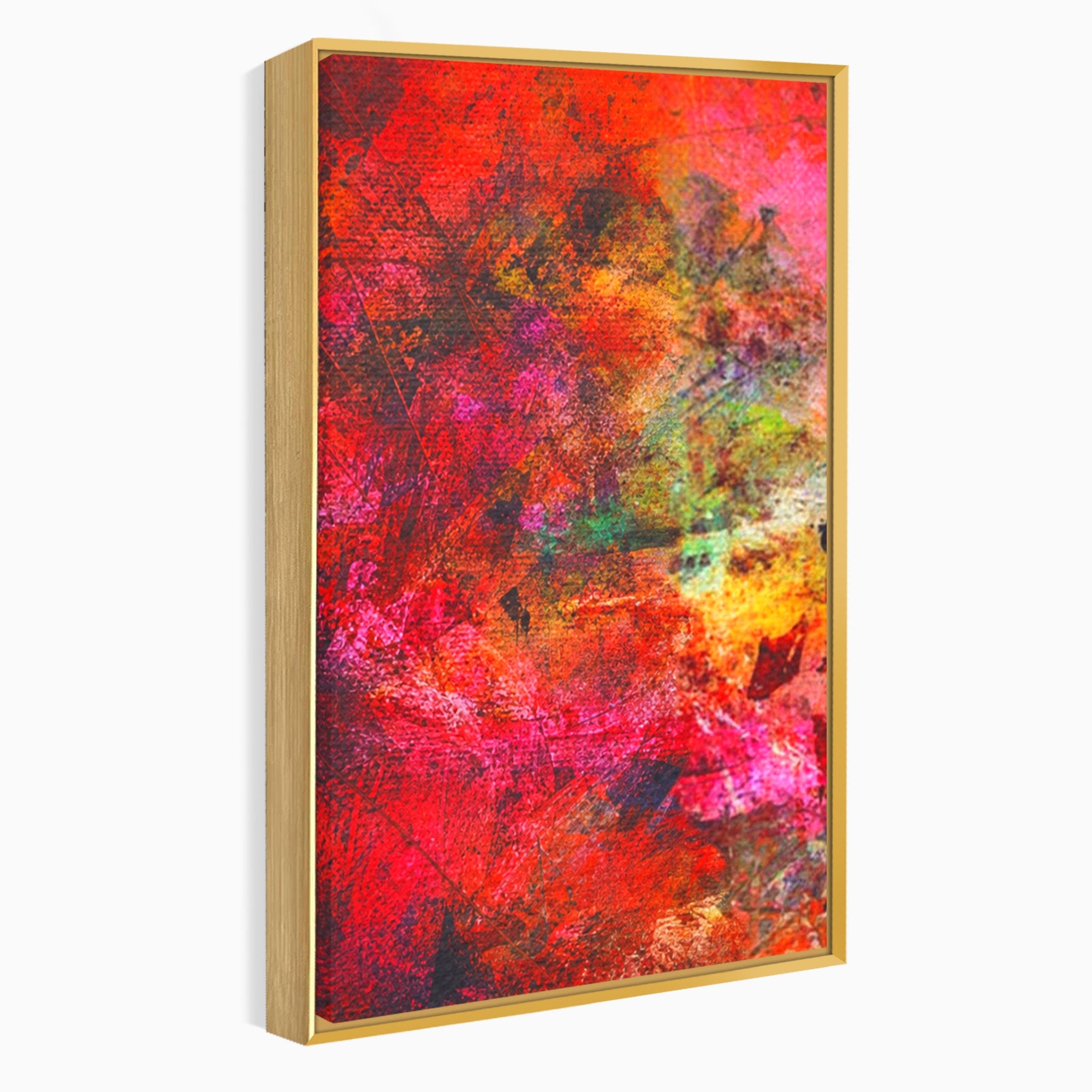 Set 3 Tablouri Canvas Premium LuxCanva® A3-1085, Colorful Red, Abstract, Red, Multicolor, Culori Vibrante