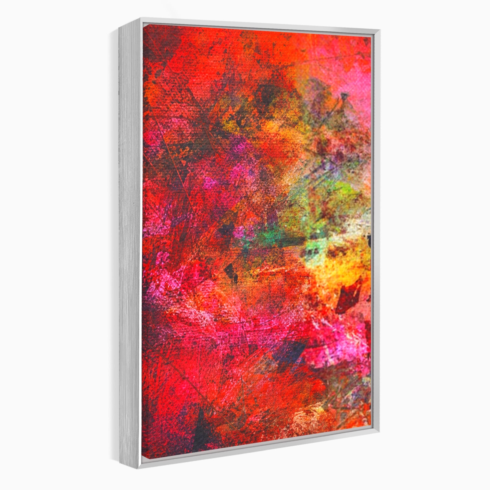 Set 3 Tablouri Canvas Premium LuxCanva® A3-1085, Colorful Red, Abstract, Red, Multicolor, Culori Vibrante