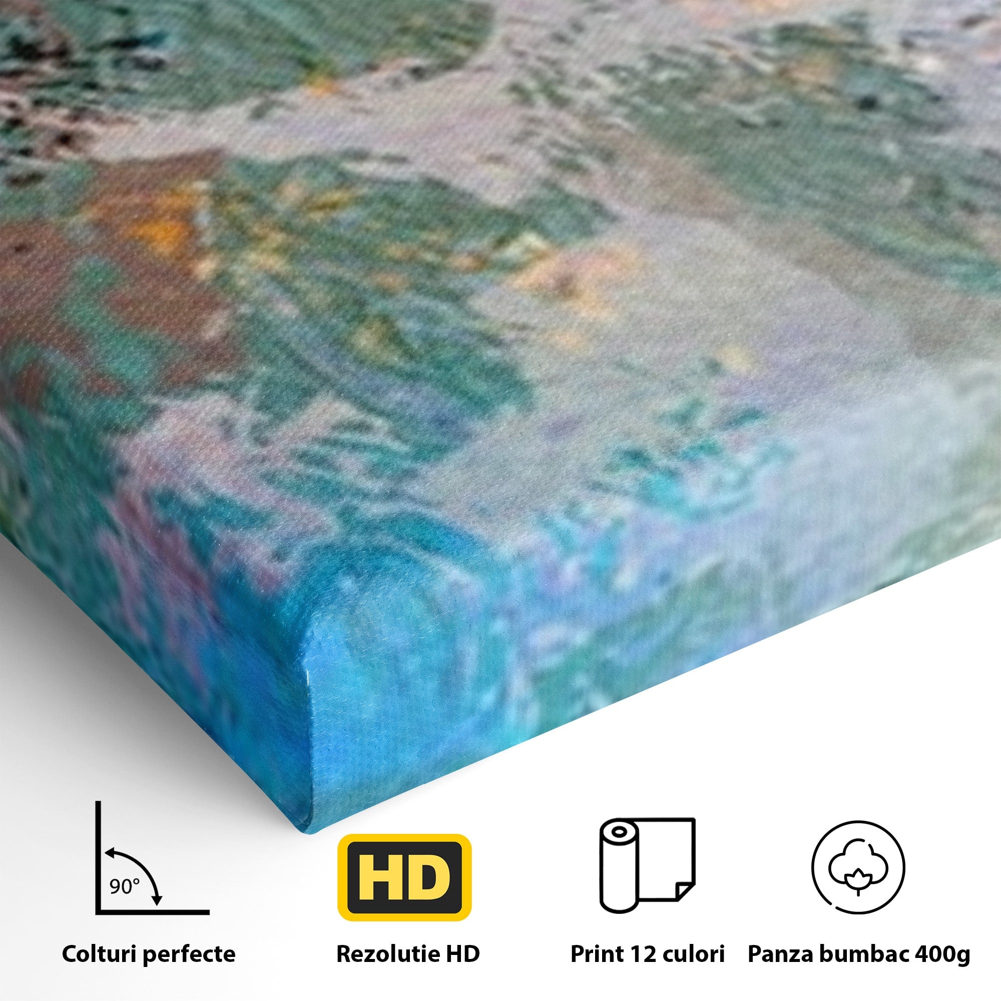 Set 3 Tablouri Canvas Premium LuxCanva® A3-1087, Colorful Blue, Abstract, BabyBlue, Albastru, Multicolor, Culori Vibrante
