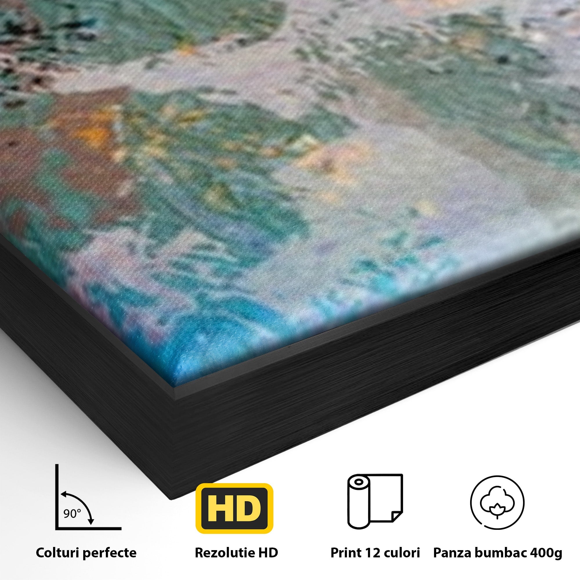 Set 3 Tablouri Canvas Premium LuxCanva® A3-1087, Colorful Blue, Abstract, BabyBlue, Albastru, Multicolor, Culori Vibrante