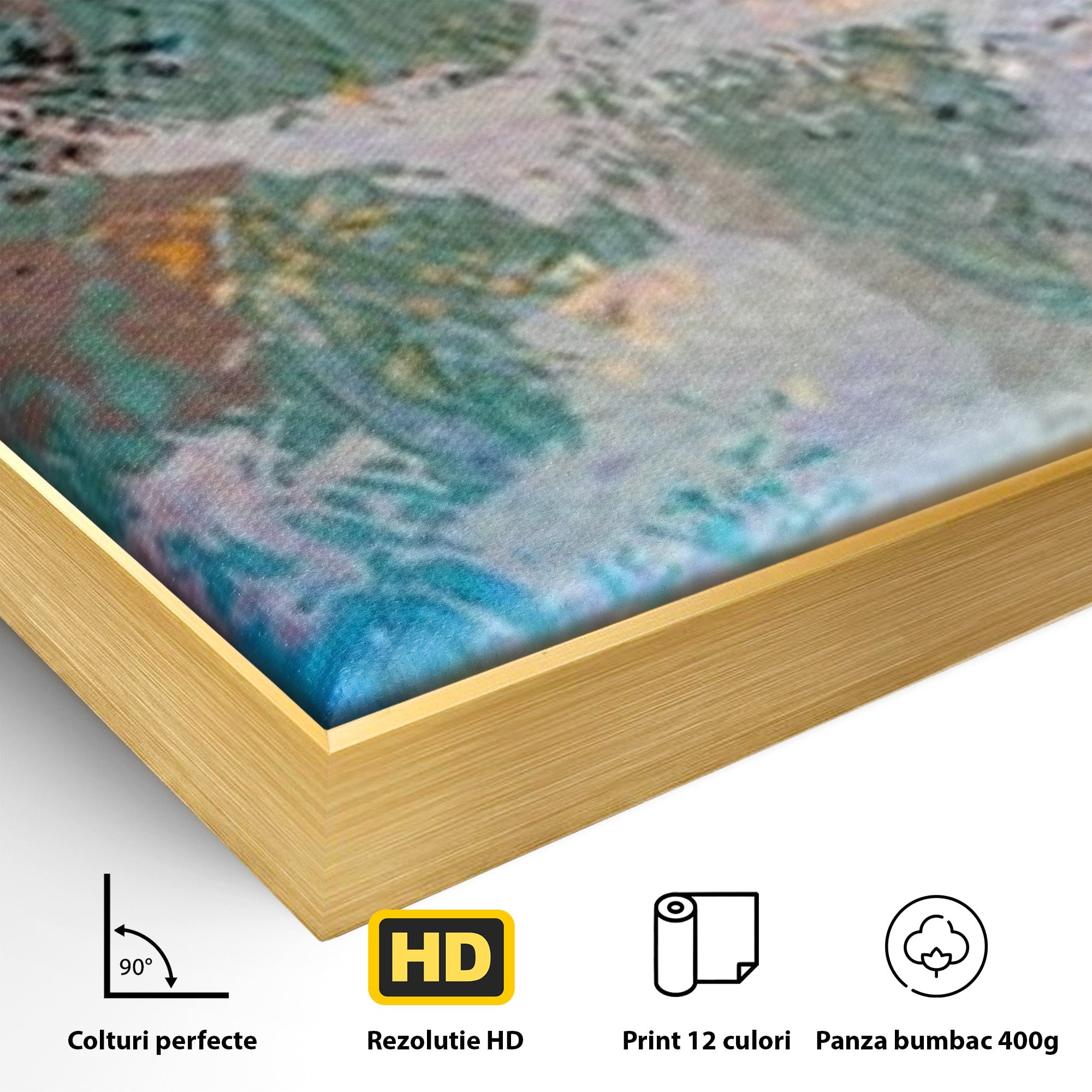 Set 3 Tablouri Canvas Premium LuxCanva® A3-1087, Colorful Blue, Abstract, BabyBlue, Albastru, Multicolor, Culori Vibrante