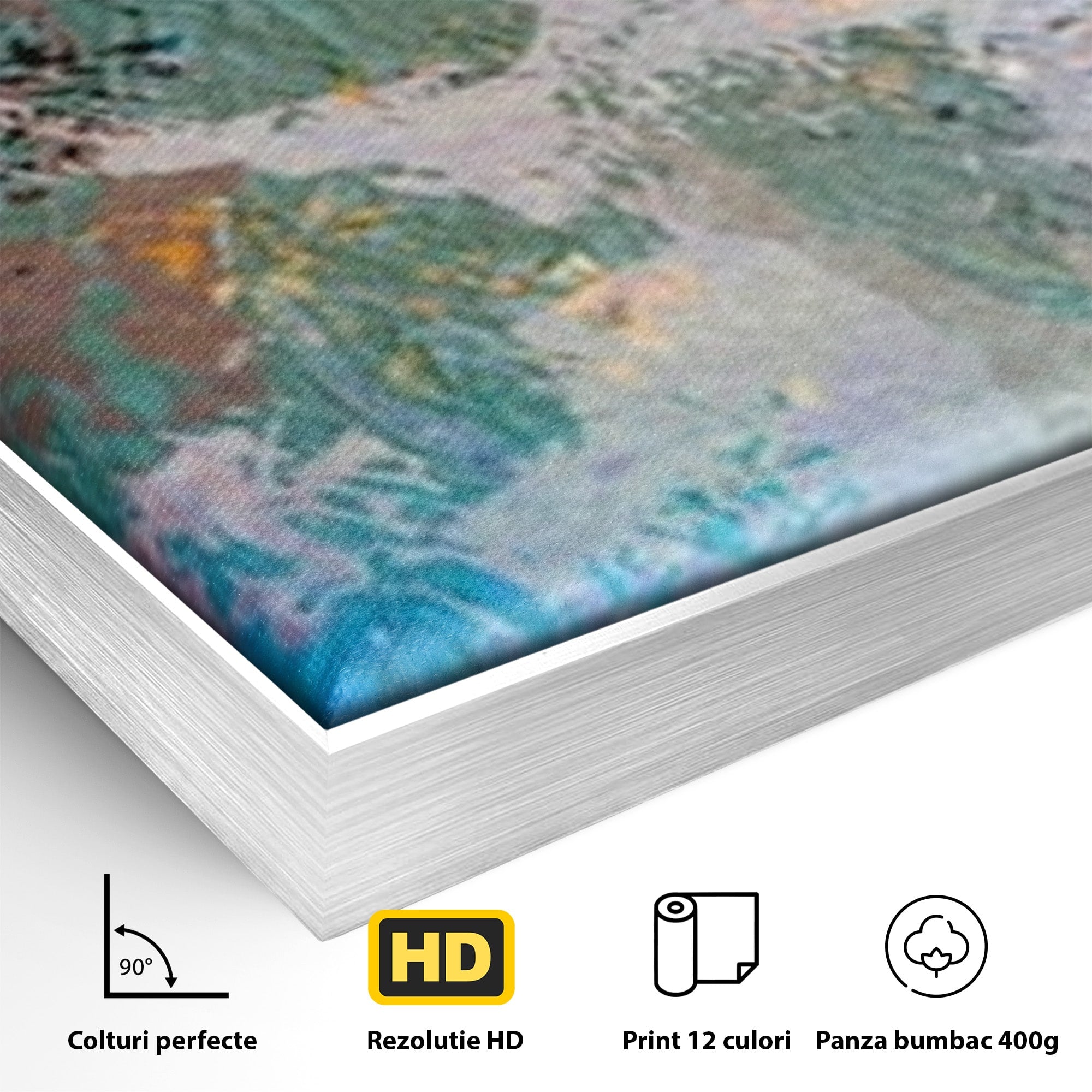 Set 3 Tablouri Canvas Premium LuxCanva® A3-1087, Colorful Blue, Abstract, BabyBlue, Albastru, Multicolor, Culori Vibrante
