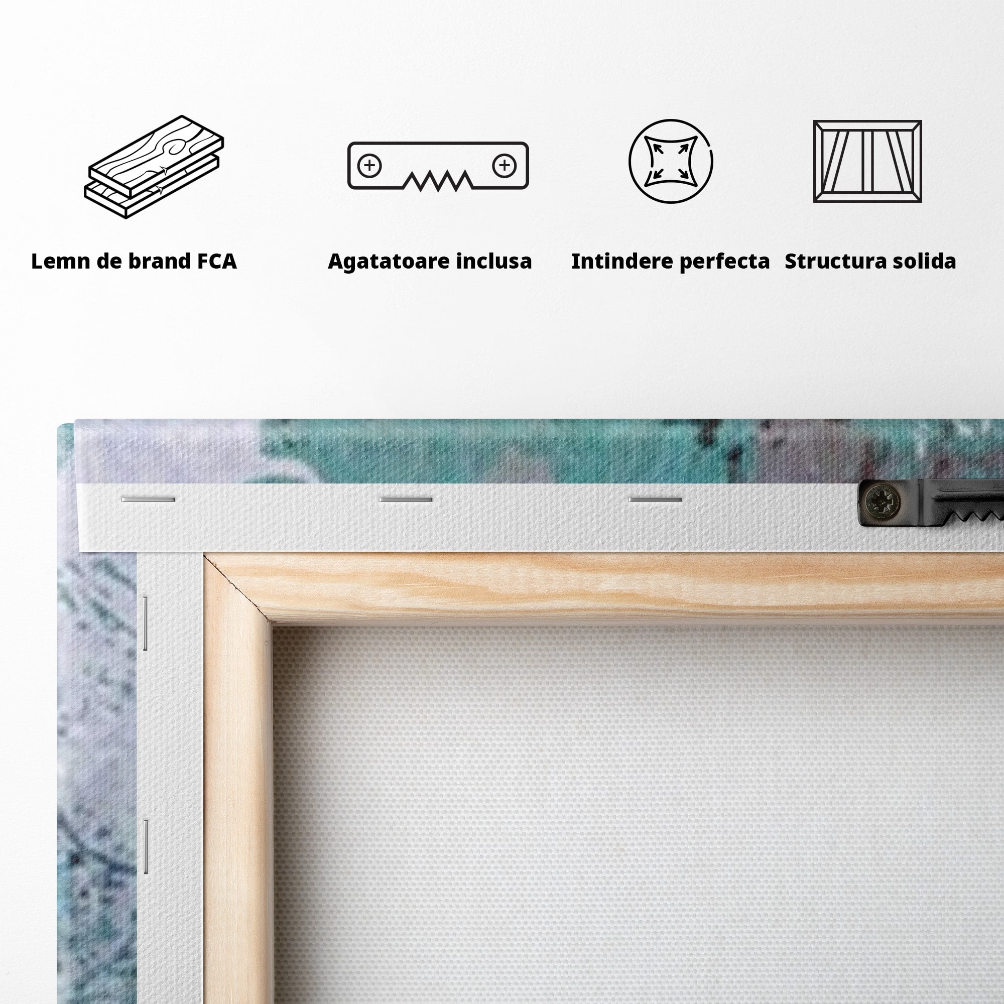 Set 3 Tablouri Canvas Premium LuxCanva® A3-1087, Colorful Blue, Abstract, BabyBlue, Albastru, Multicolor, Culori Vibrante