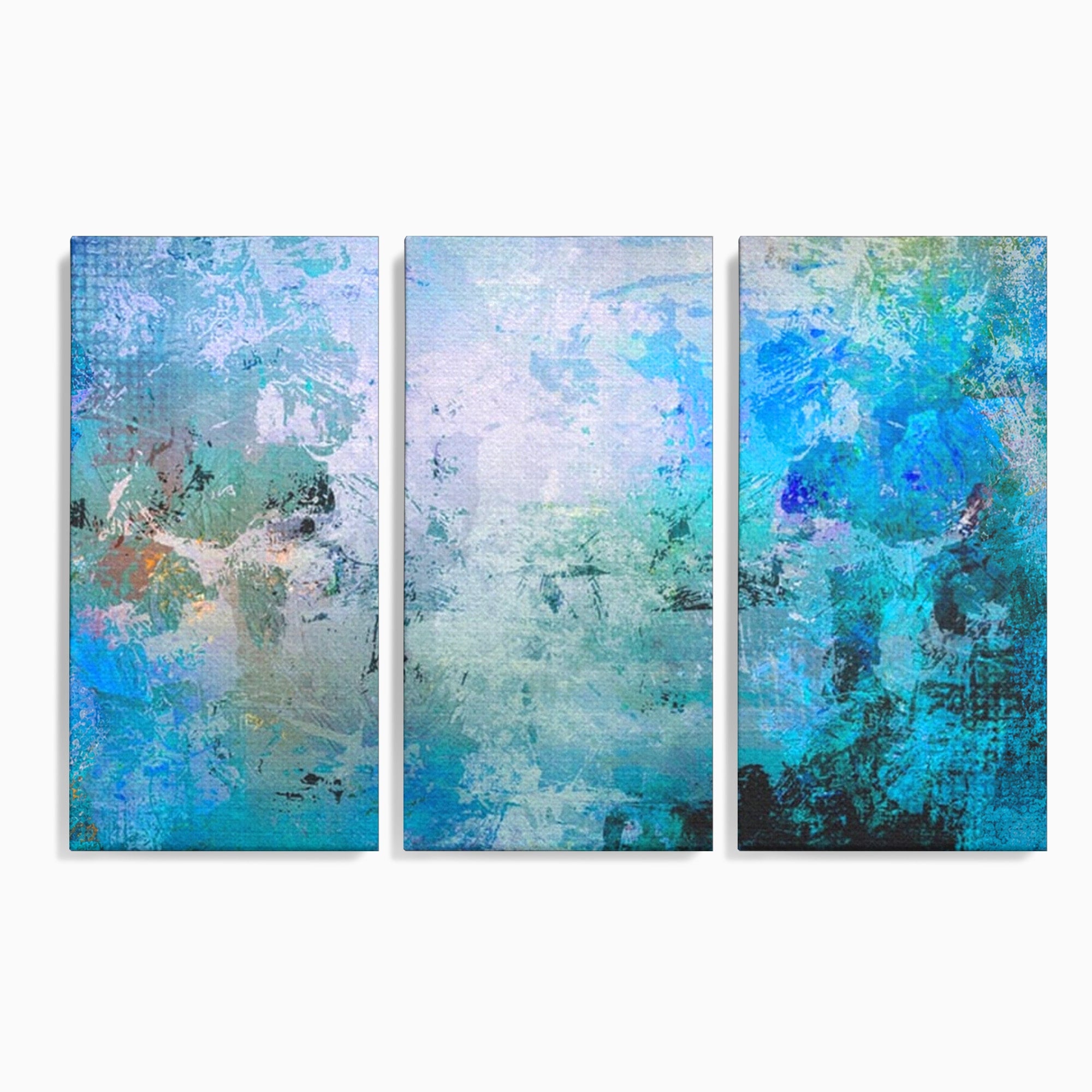 Set 3 Tablouri Canvas Premium LuxCanva® A3-1087, Colorful Blue, Abstract, BabyBlue, Albastru, Multicolor, Culori Vibrante