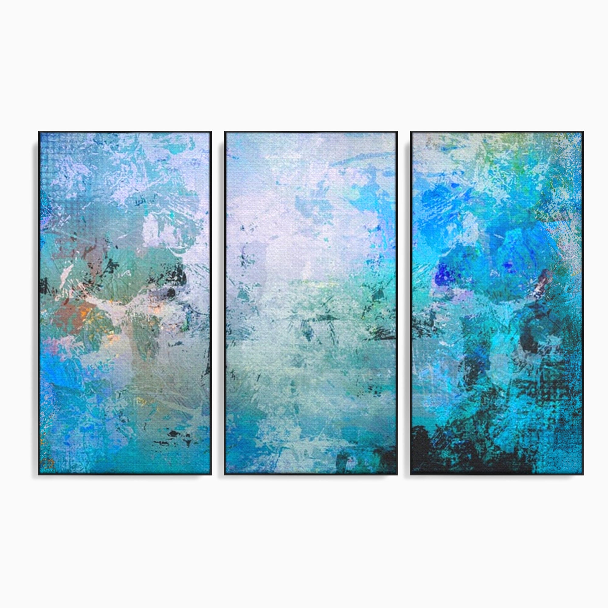 Set 3 Tablouri Canvas Premium LuxCanva® A3-1087, Colorful Blue, Abstract, BabyBlue, Albastru, Multicolor, Culori Vibrante