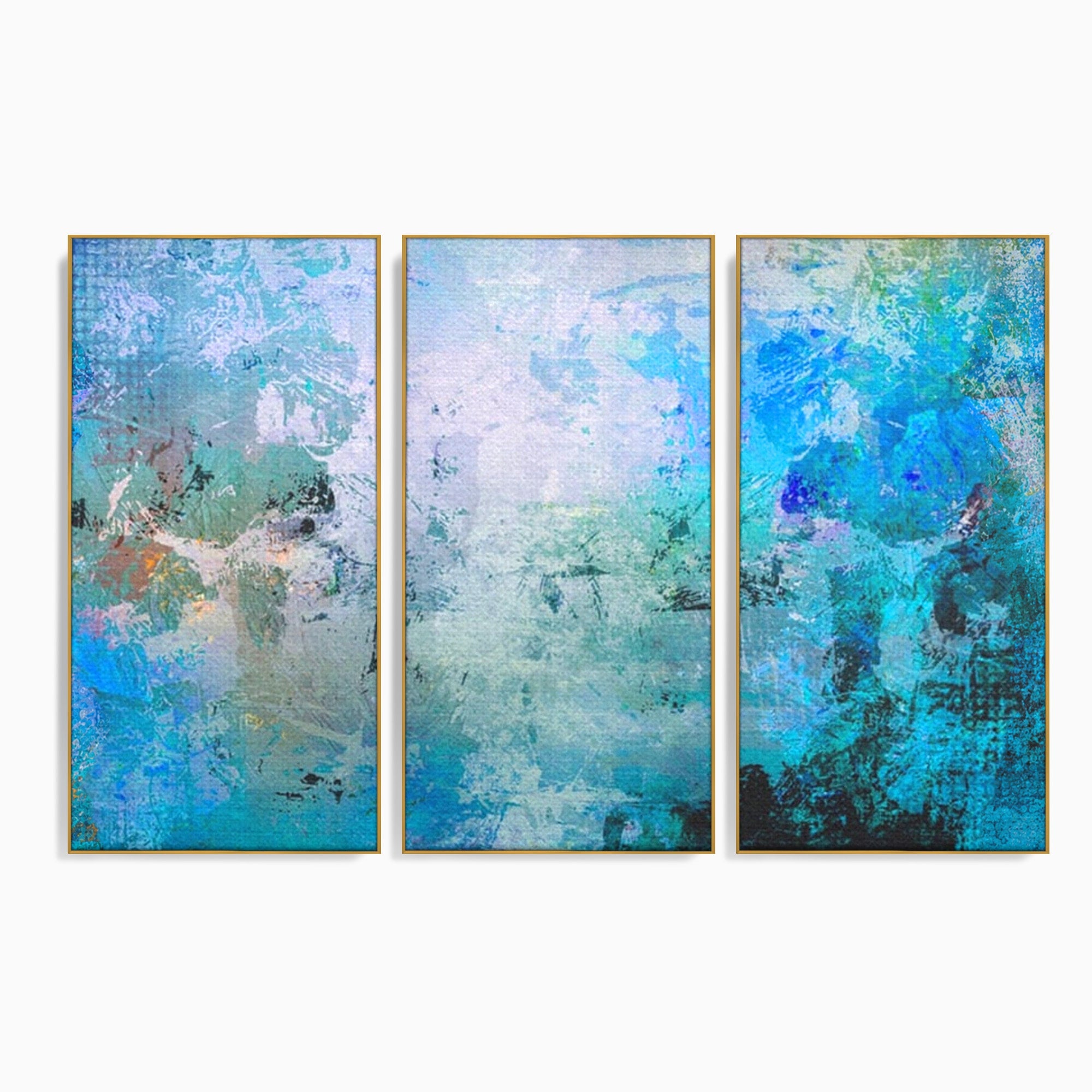 Set 3 Tablouri Canvas Premium LuxCanva® A3-1087, Colorful Blue, Abstract, BabyBlue, Albastru, Multicolor, Culori Vibrante