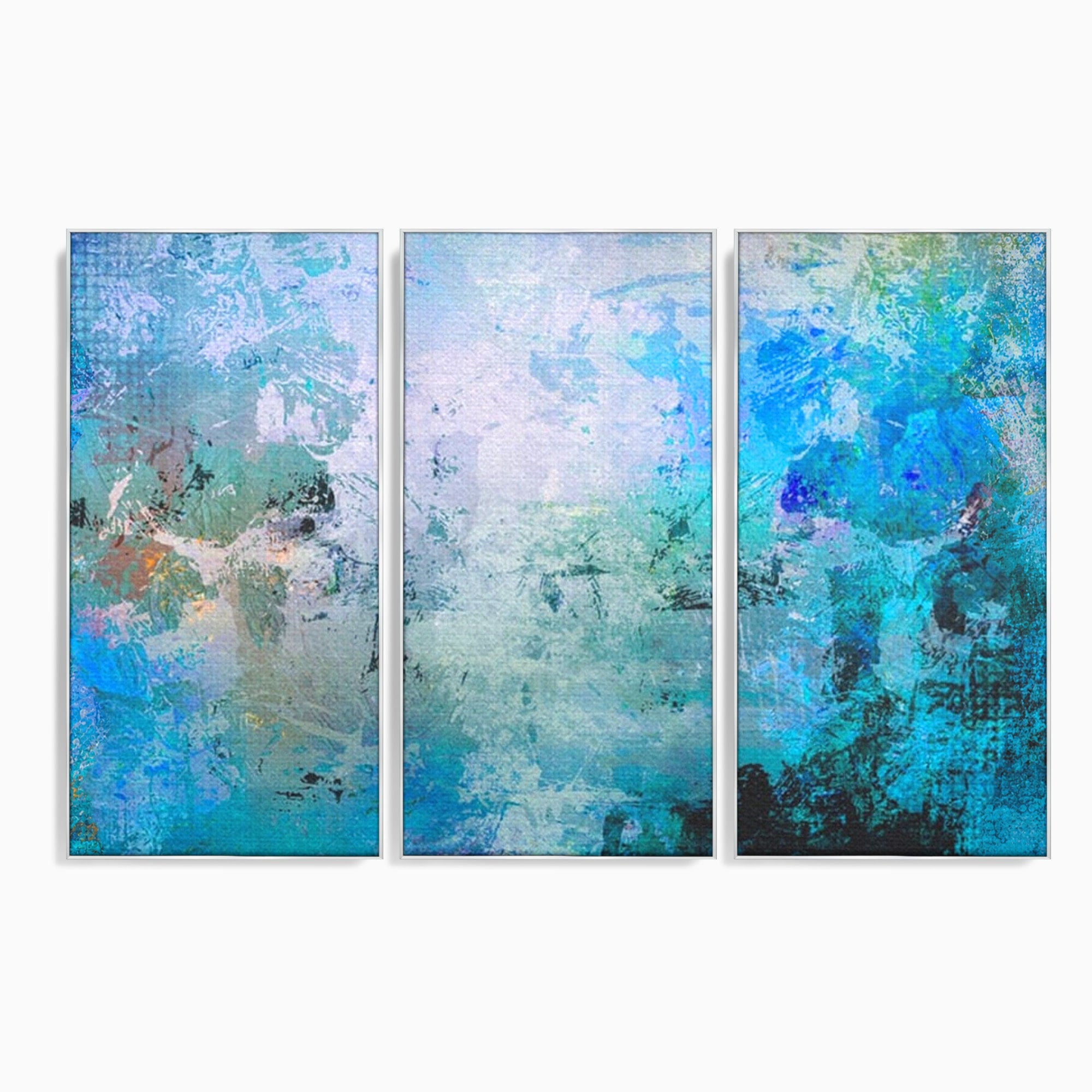 Set 3 Tablouri Canvas Premium LuxCanva® A3-1087, Colorful Blue, Abstract, BabyBlue, Albastru, Multicolor, Culori Vibrante