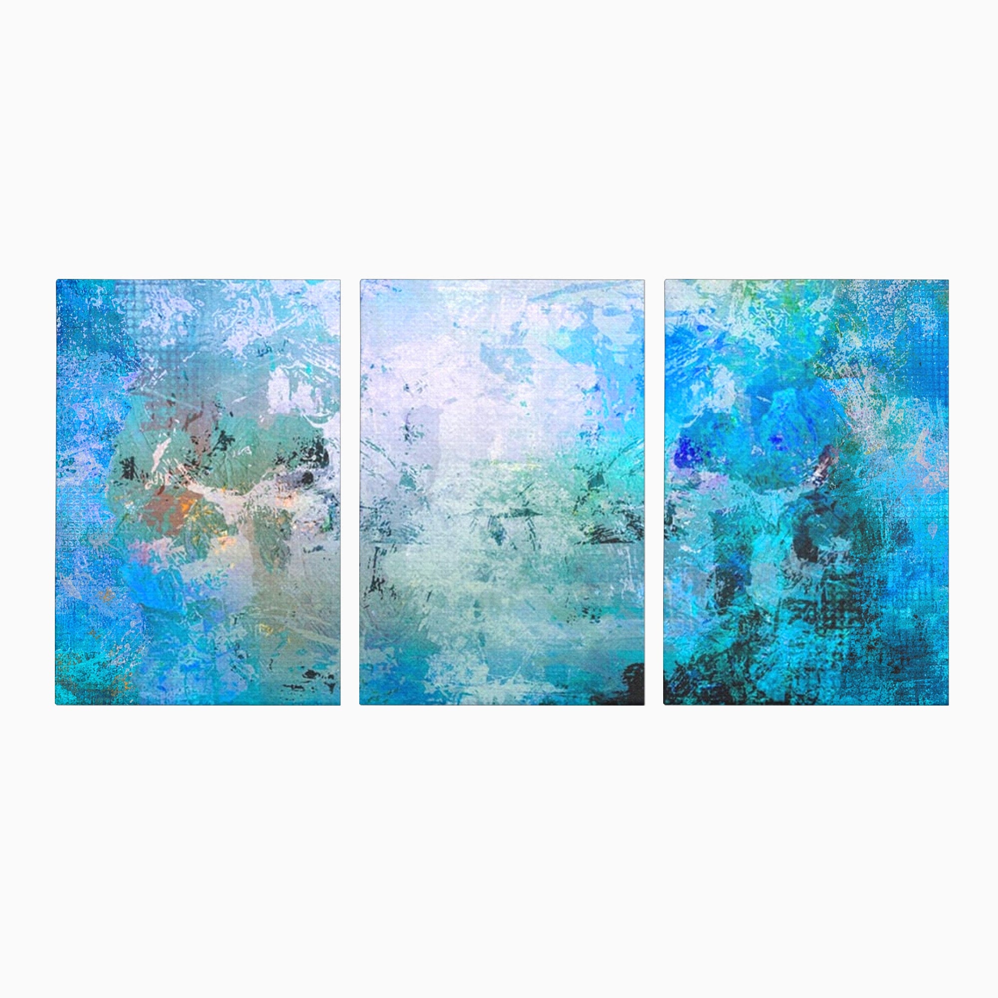 Set 3 Tablouri Canvas Premium LuxCanva® A3-1087, Colorful Blue, Abstract, BabyBlue, Albastru, Multicolor, Culori Vibrante