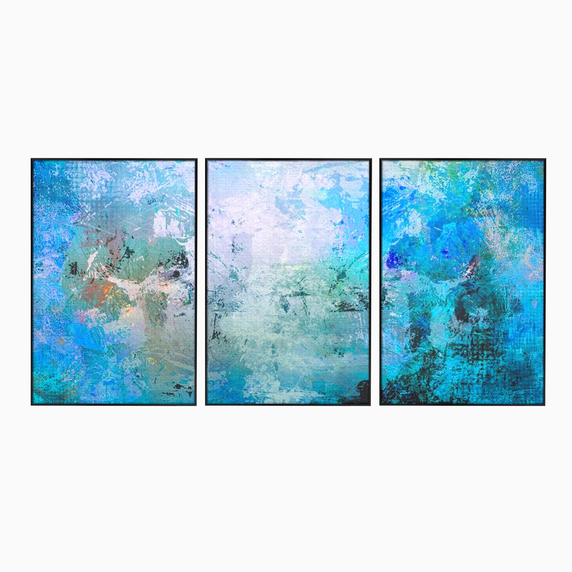 Set 3 Tablouri Canvas Premium LuxCanva® A3-1087, Colorful Blue, Abstract, BabyBlue, Albastru, Multicolor, Culori Vibrante
