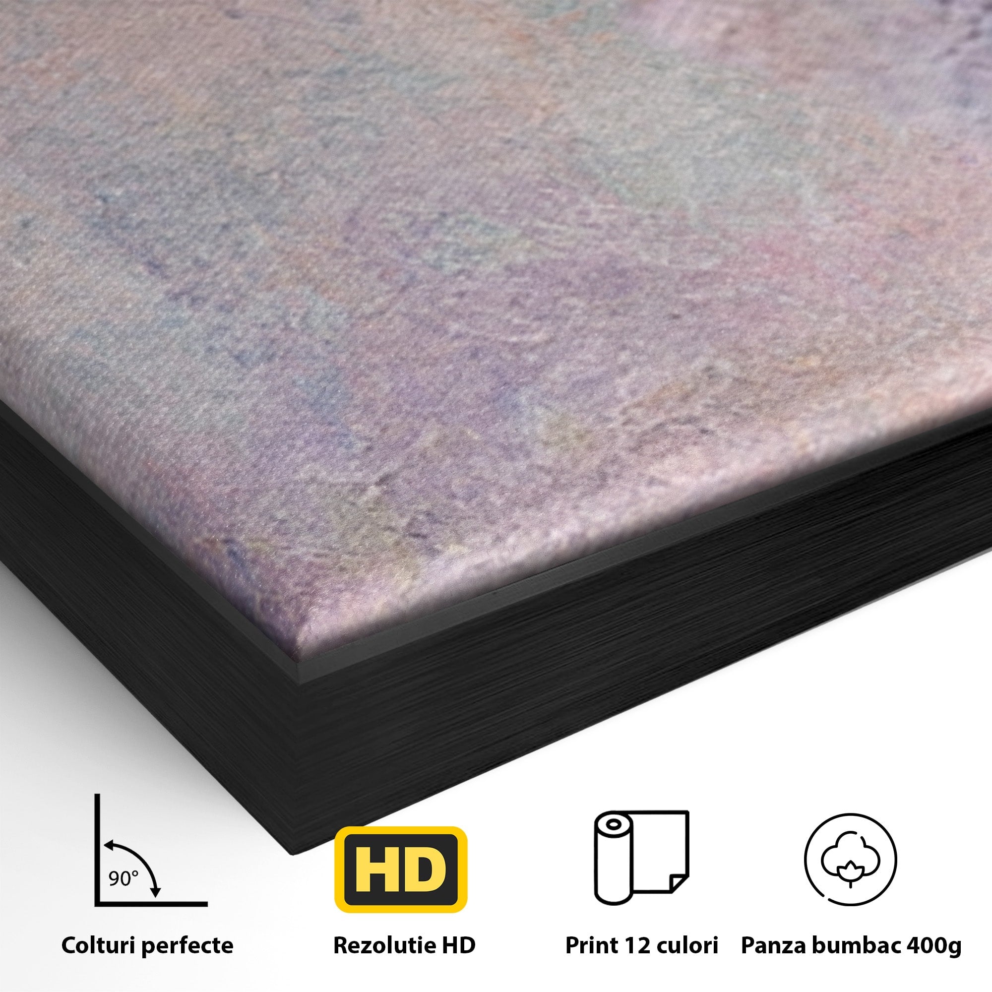 Set 3 Tablouri Canvas Premium LuxCanva® A3-1088, Colorful Purple, Abstract, Mov, Violet, Lavander, Multicolor, Culori Vibrante