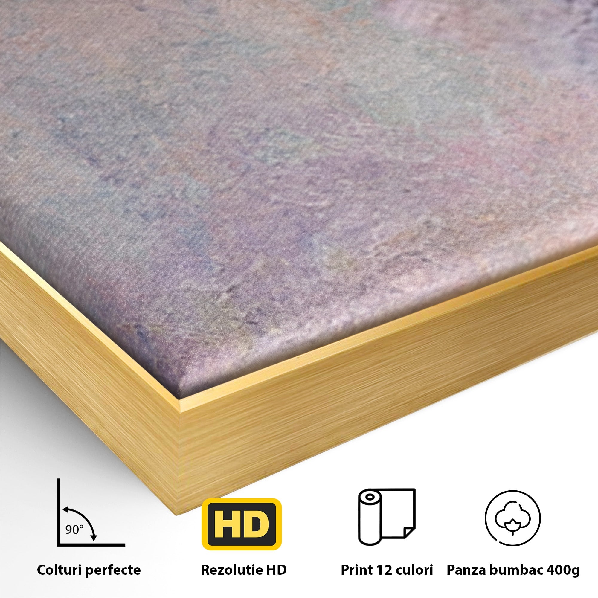 Set 3 Tablouri Canvas Premium LuxCanva® A3-1088, Colorful Purple, Abstract, Mov, Violet, Lavander, Multicolor, Culori Vibrante