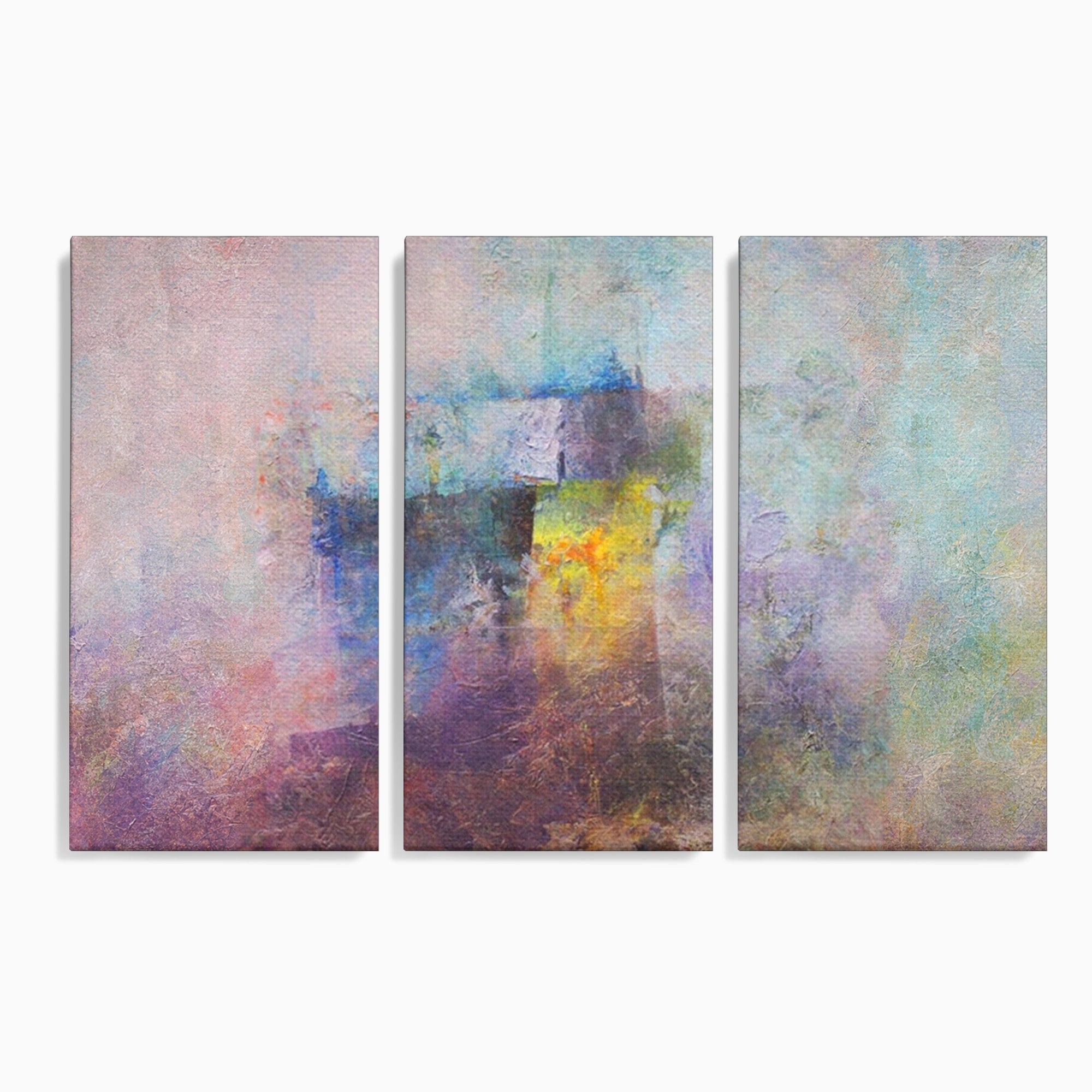Set 3 Tablouri Canvas Premium LuxCanva® A3-1088, Colorful Purple, Abstract, Mov, Violet, Lavander, Multicolor, Culori Vibrante