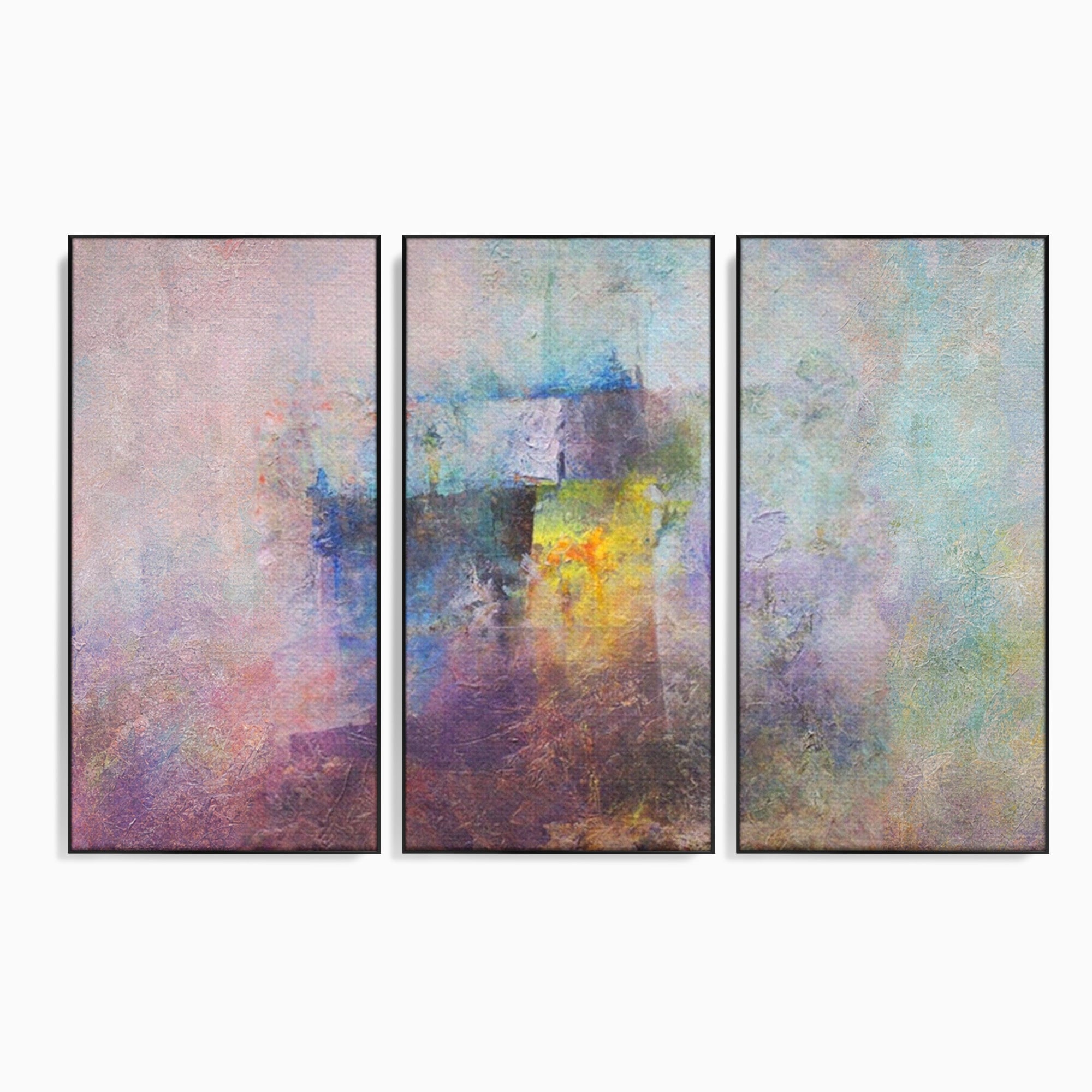 Set 3 Tablouri Canvas Premium LuxCanva® A3-1088, Colorful Purple, Abstract, Mov, Violet, Lavander, Multicolor, Culori Vibrante