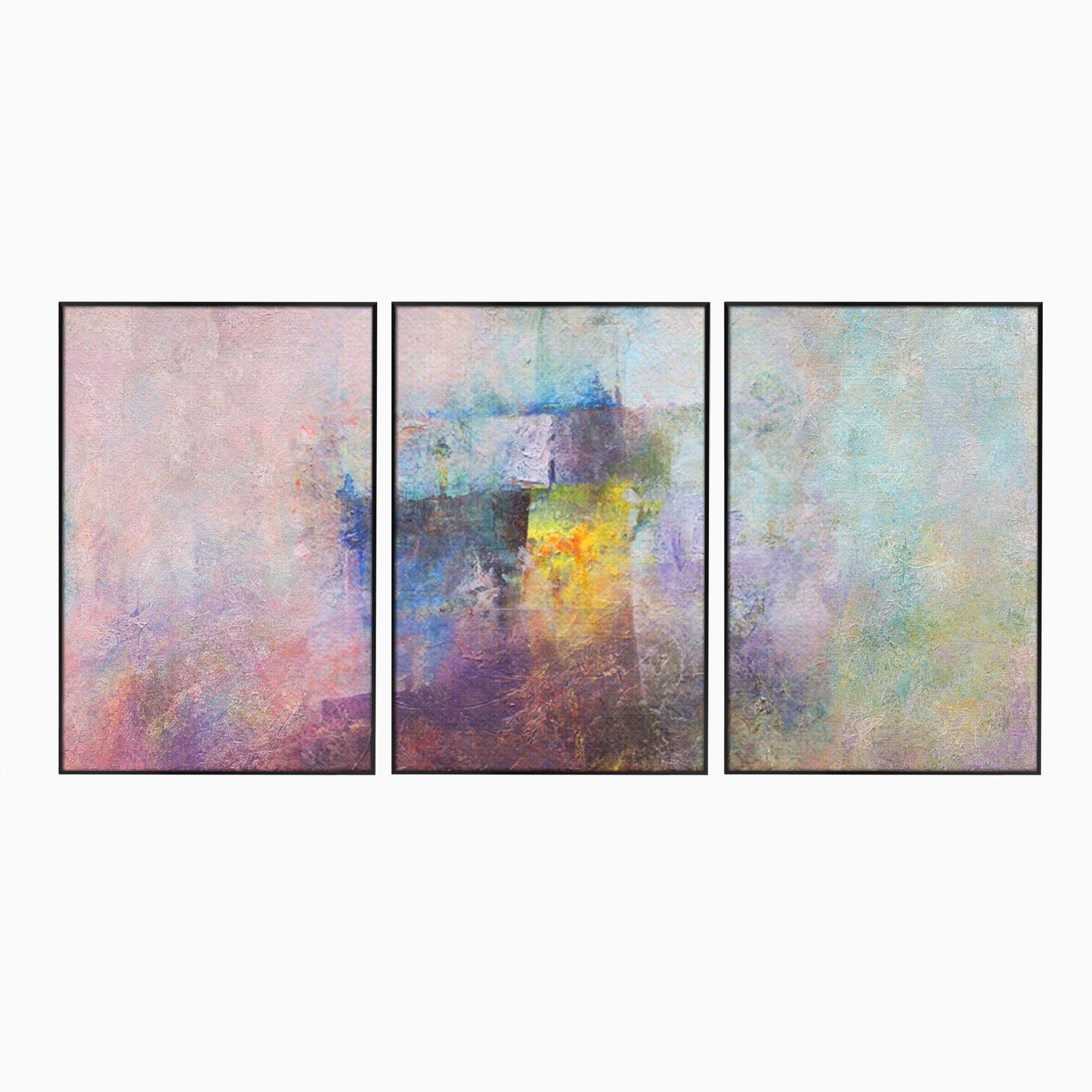 Set 3 Tablouri Canvas Premium LuxCanva® A3-1088, Colorful Purple, Abstract, Mov, Violet, Lavander, Multicolor, Culori Vibrante
