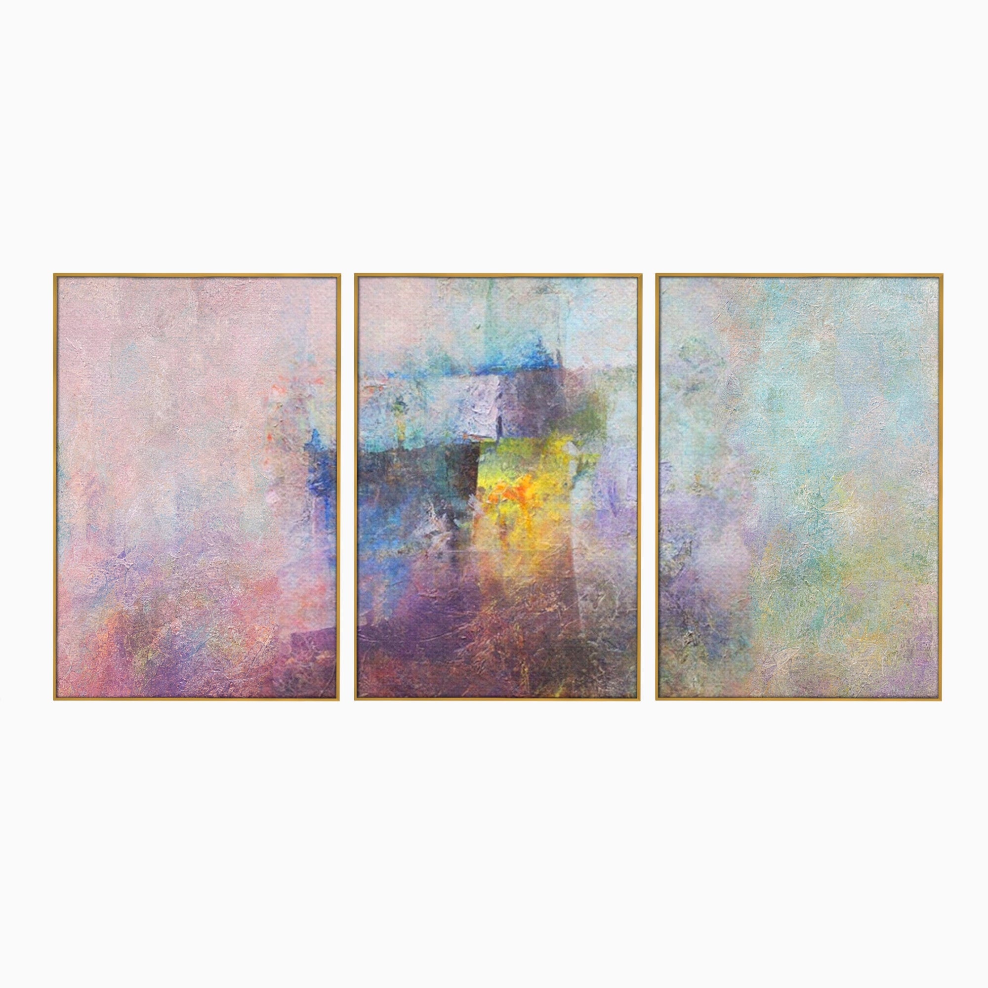 Set 3 Tablouri Canvas Premium LuxCanva® A3-1088, Colorful Purple, Abstract, Mov, Violet, Lavander, Multicolor, Culori Vibrante