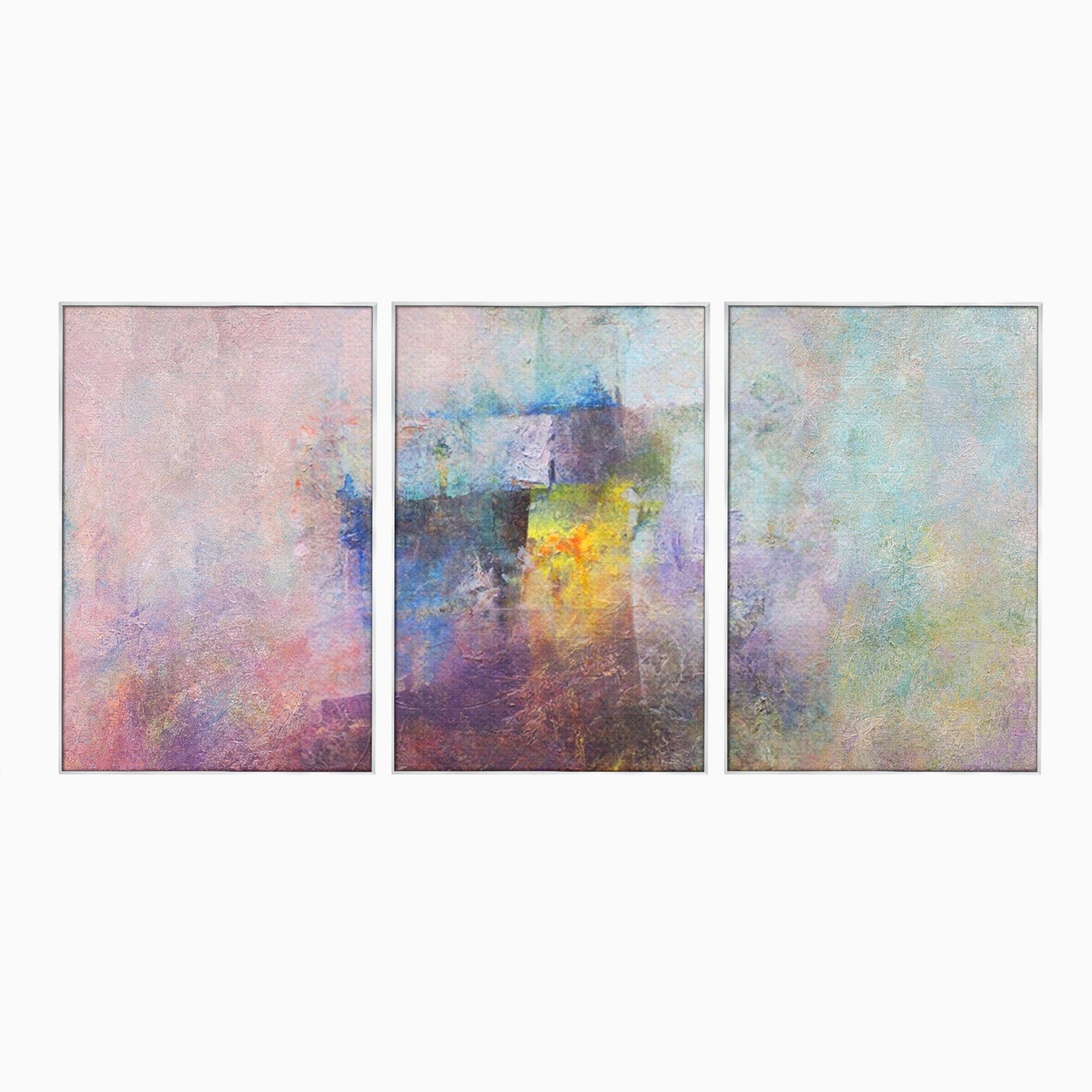 Set 3 Tablouri Canvas Premium LuxCanva® A3-1088, Colorful Purple, Abstract, Mov, Violet, Lavander, Multicolor, Culori Vibrante