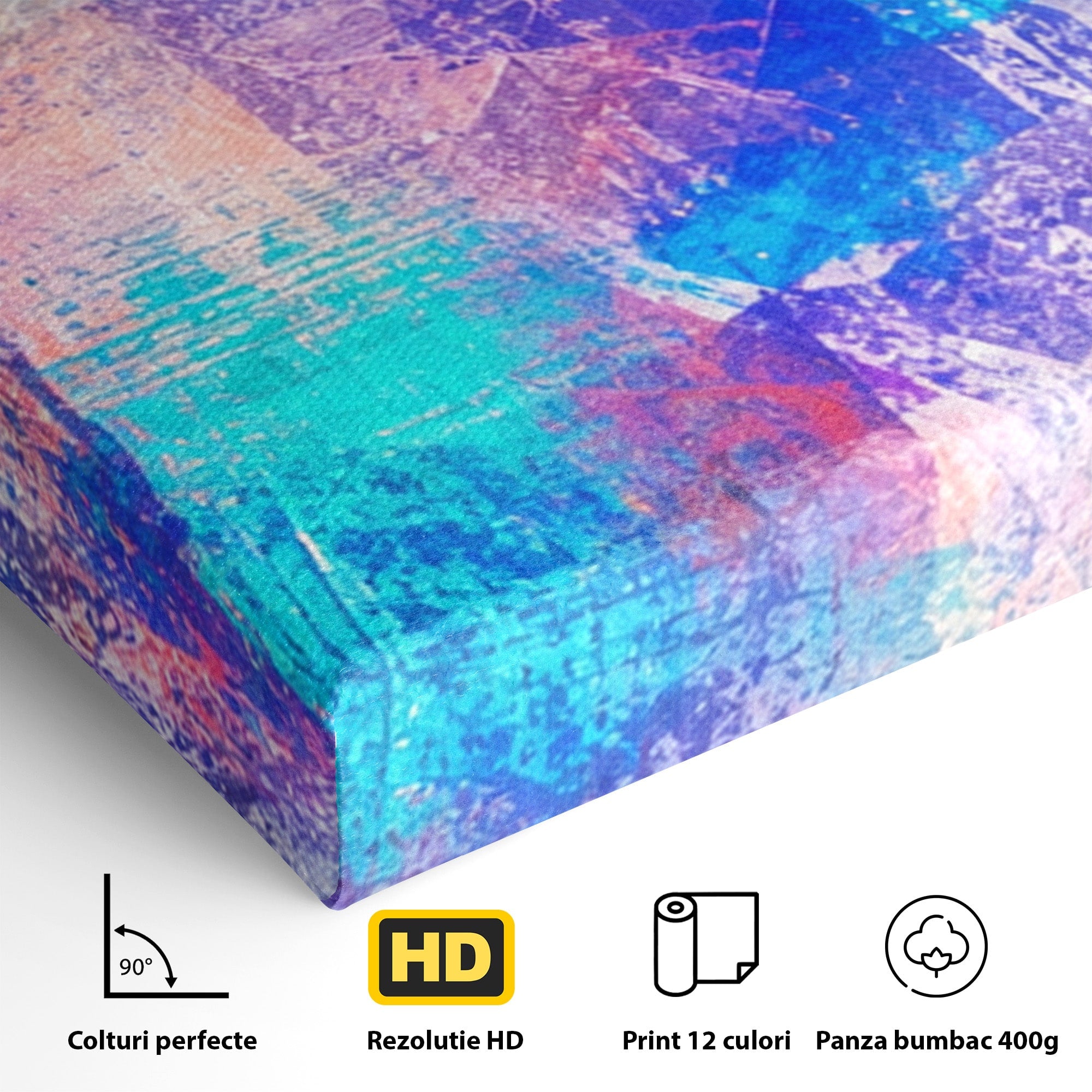 Set 3 Tablouri Canvas Premium LuxCanva® A3-1089, Multicolor, Abstract, Mixture Of Colors, Culori Vibrante