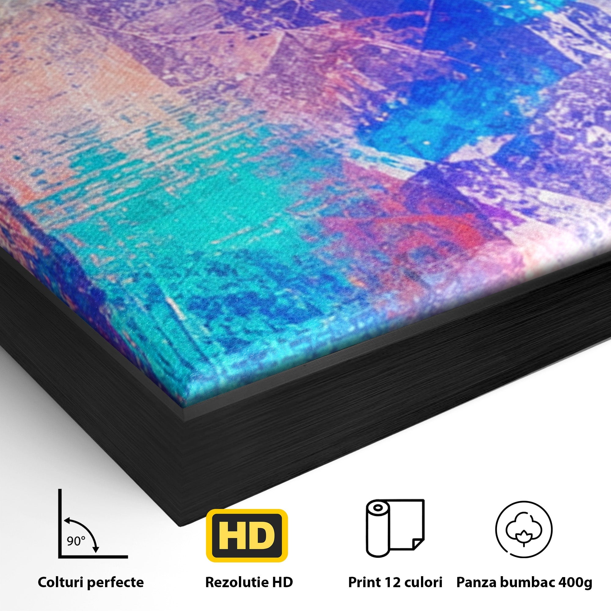 Set 3 Tablouri Canvas Premium LuxCanva® A3-1089, Multicolor, Abstract, Mixture Of Colors, Culori Vibrante