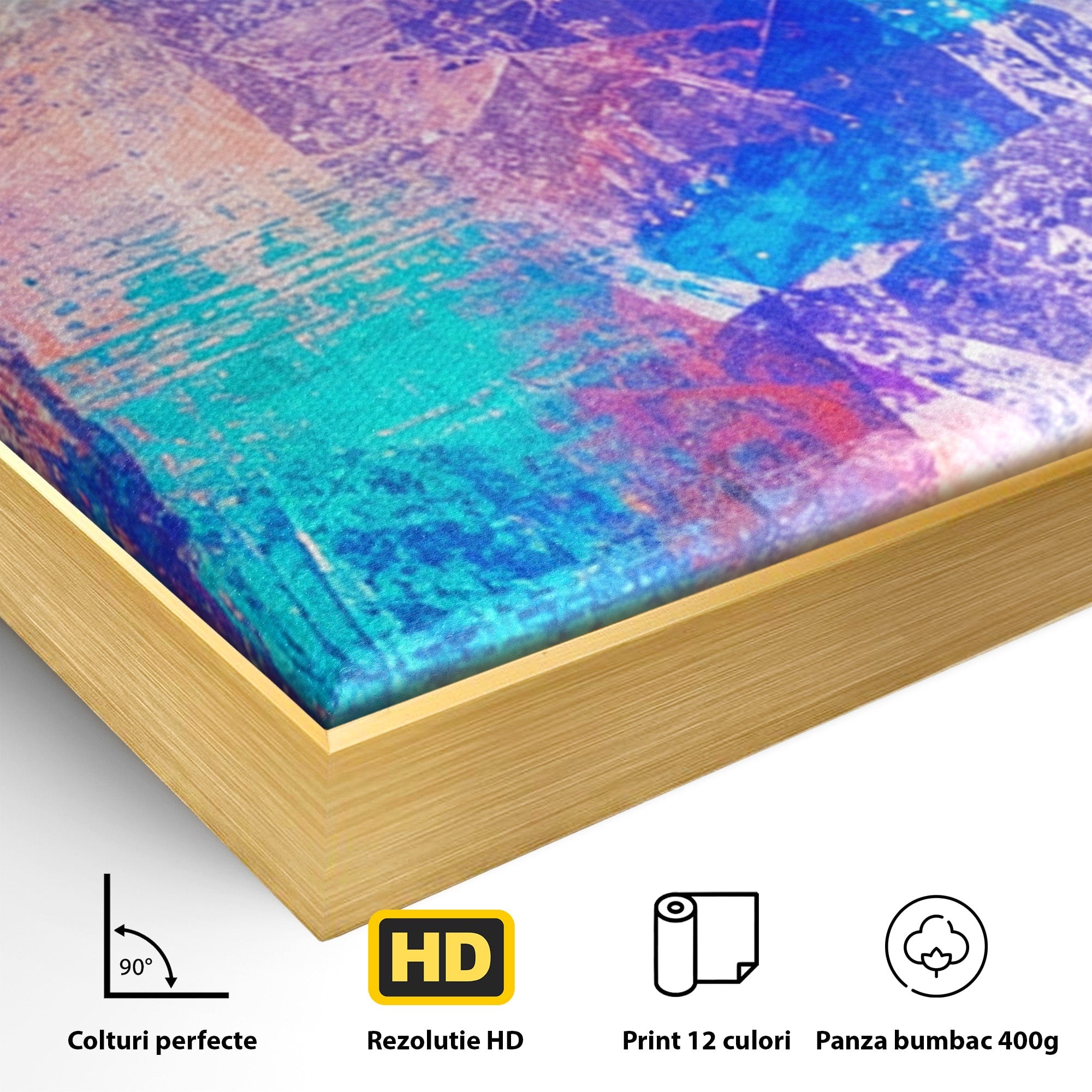 Set 3 Tablouri Canvas Premium LuxCanva® A3-1089, Multicolor, Abstract, Mixture Of Colors, Culori Vibrante