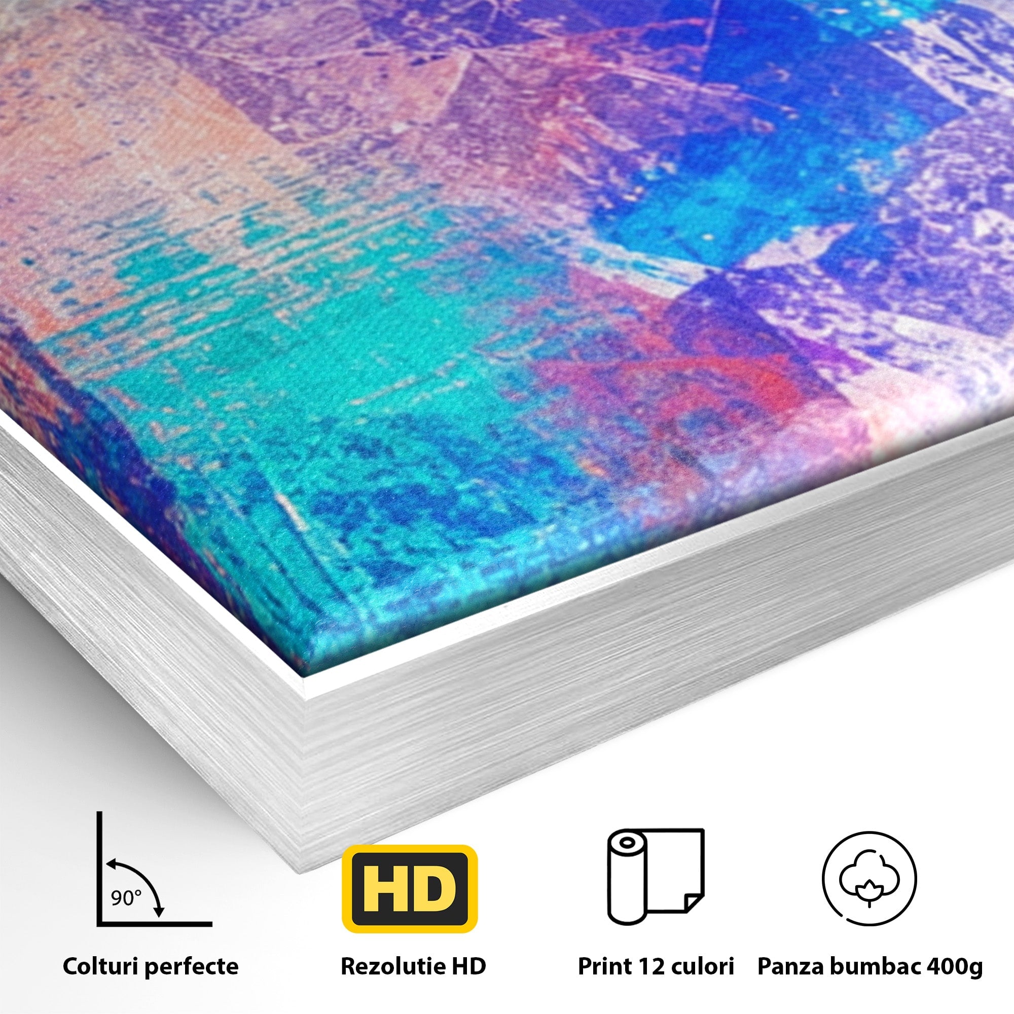 Set 3 Tablouri Canvas Premium LuxCanva® A3-1089, Multicolor, Abstract, Mixture Of Colors, Culori Vibrante