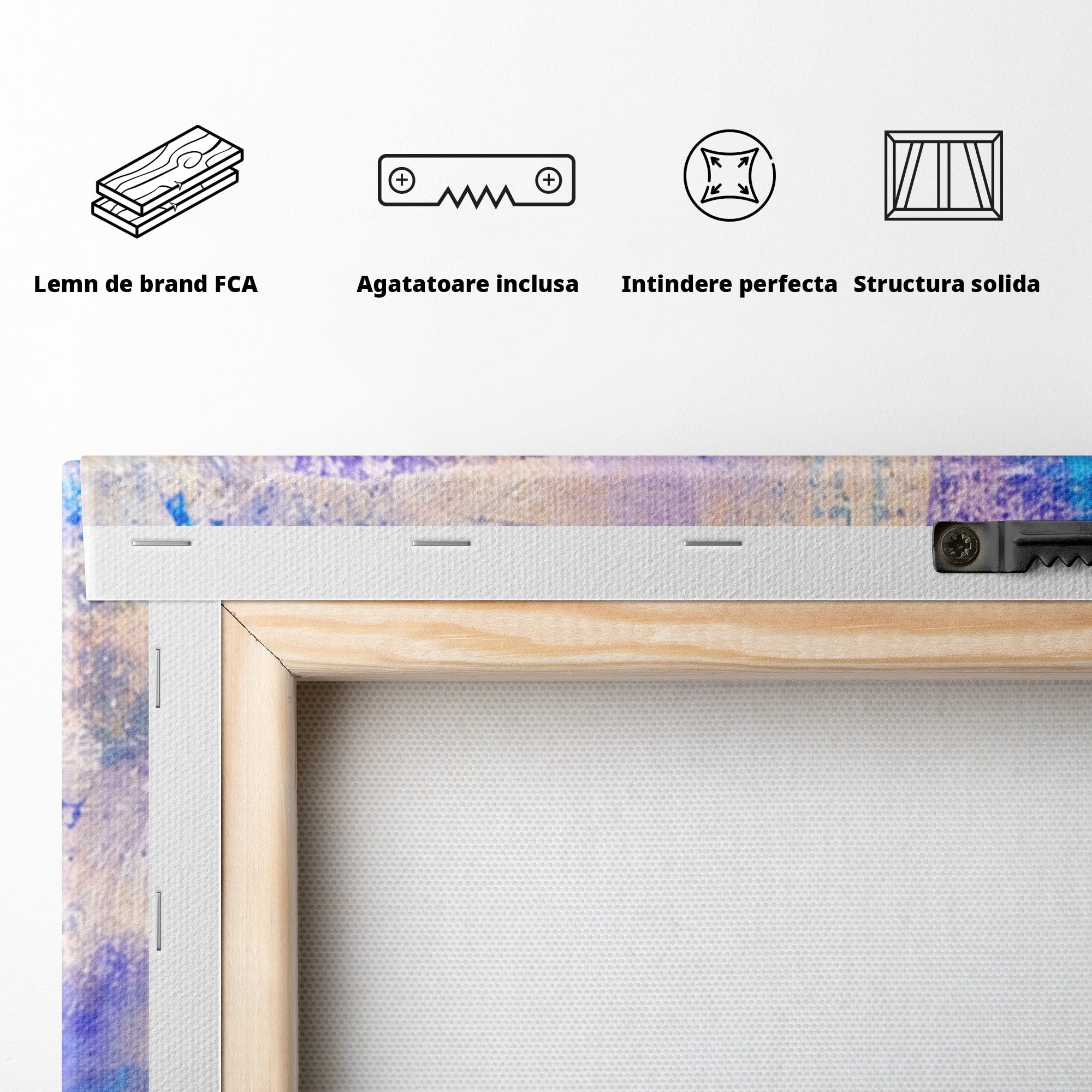 Set 3 Tablouri Canvas Premium LuxCanva® A3-1089, Multicolor, Abstract, Mixture Of Colors, Culori Vibrante