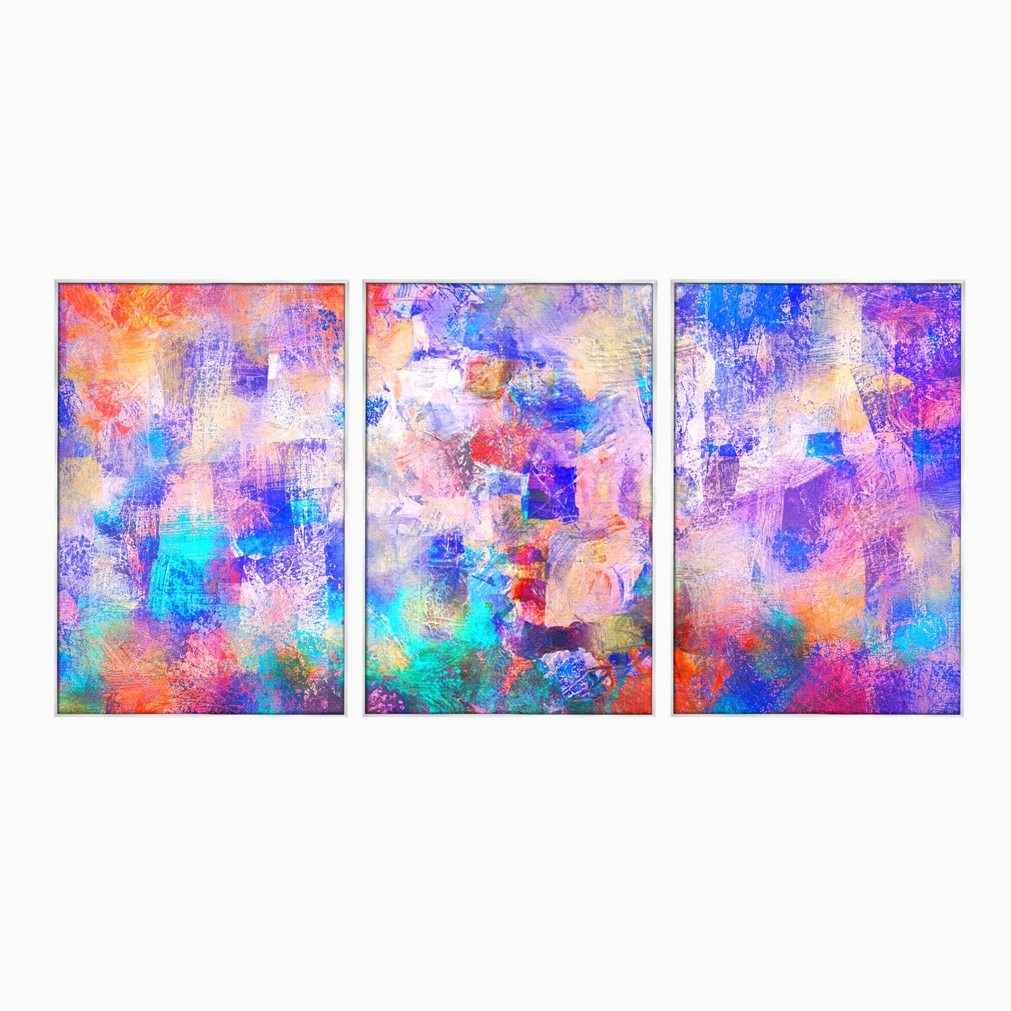 Set 3 Tablouri Canvas Premium LuxCanva® A3-1089, Multicolor, Abstract, Mixture Of Colors, Culori Vibrante