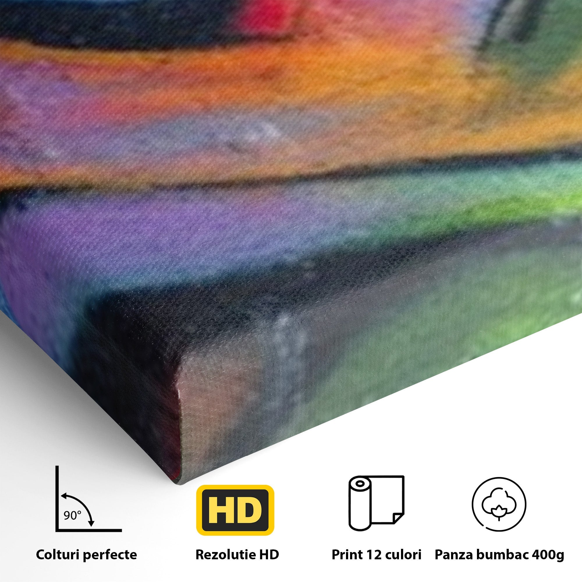 Set 3 Tablouri Canvas Premium LuxCanva® A3-1090, Graffiti, Abstract, Street Art, Multicolor, Culori Vibrante