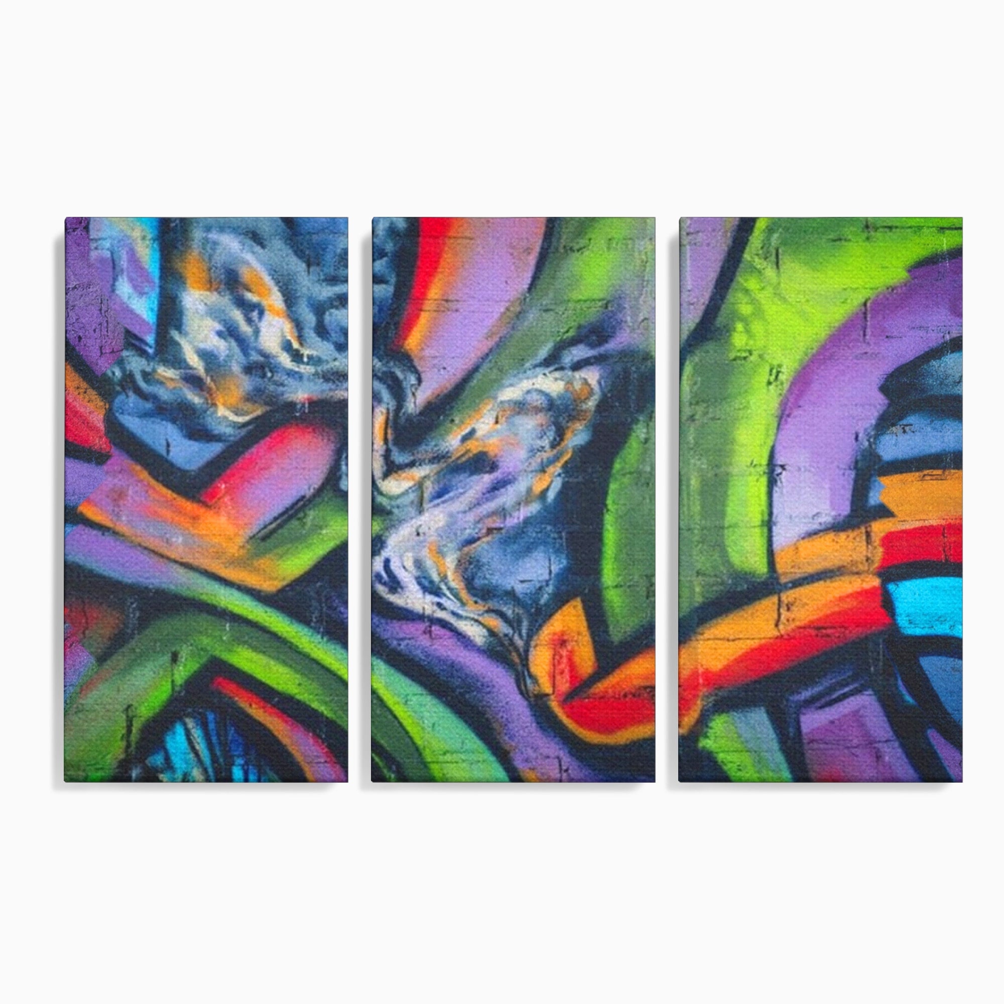 Set 3 Tablouri Canvas Premium LuxCanva® A3-1090, Graffiti, Abstract, Street Art, Multicolor, Culori Vibrante