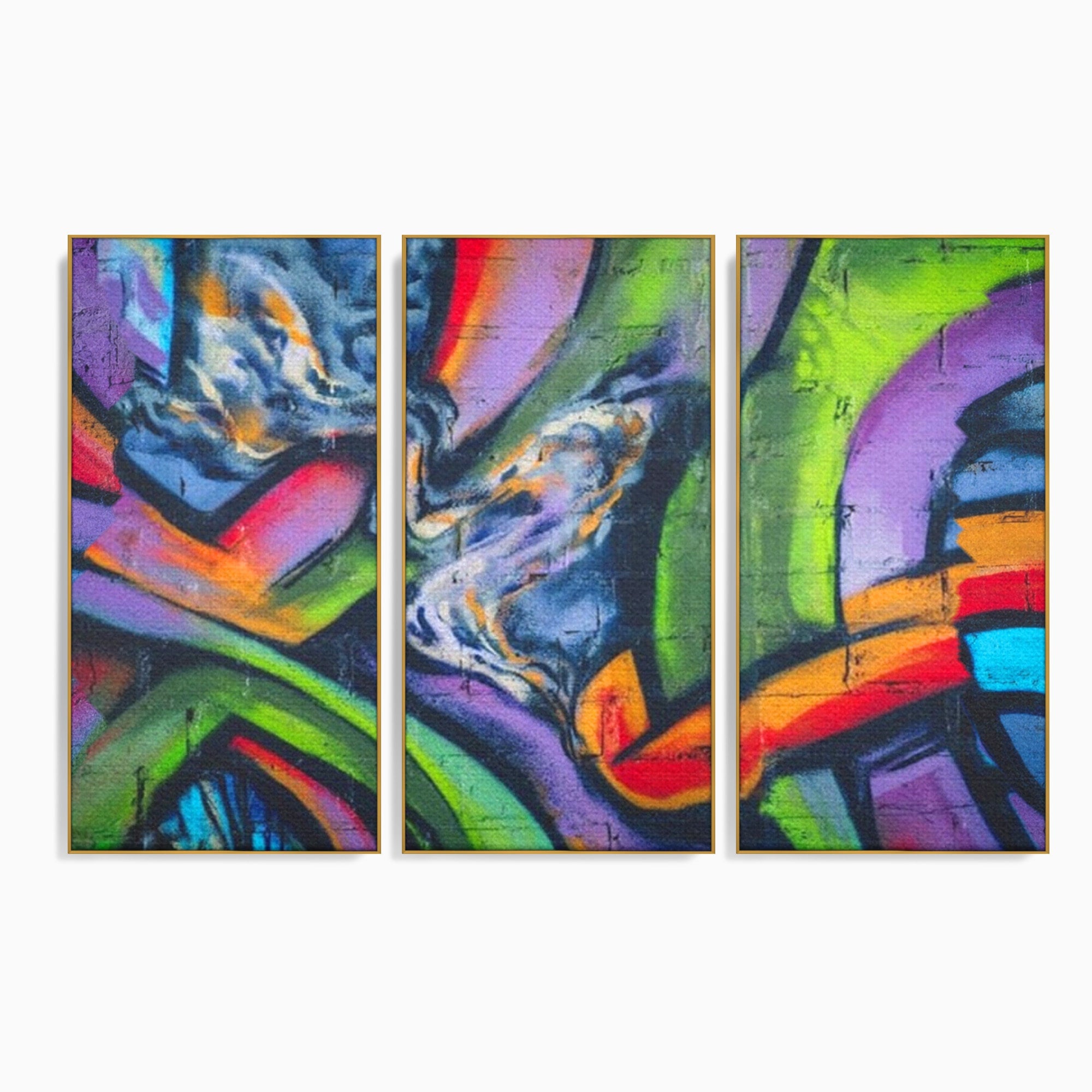 Set 3 Tablouri Canvas Premium LuxCanva® A3-1090, Graffiti, Abstract, Street Art, Multicolor, Culori Vibrante