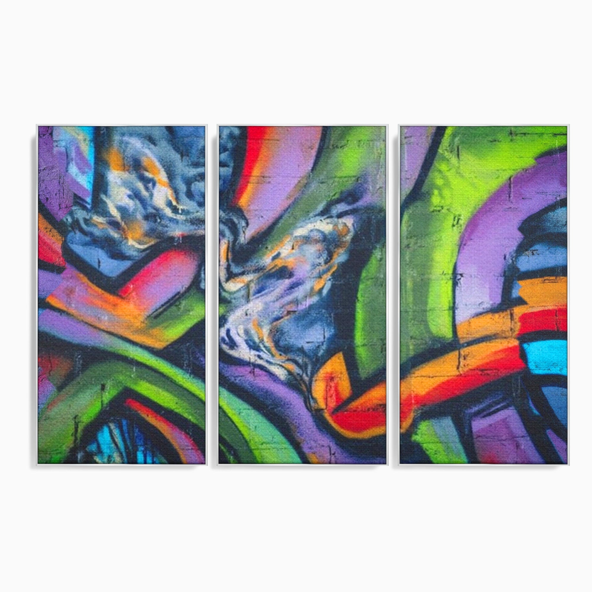 Set 3 Tablouri Canvas Premium LuxCanva® A3-1090, Graffiti, Abstract, Street Art, Multicolor, Culori Vibrante