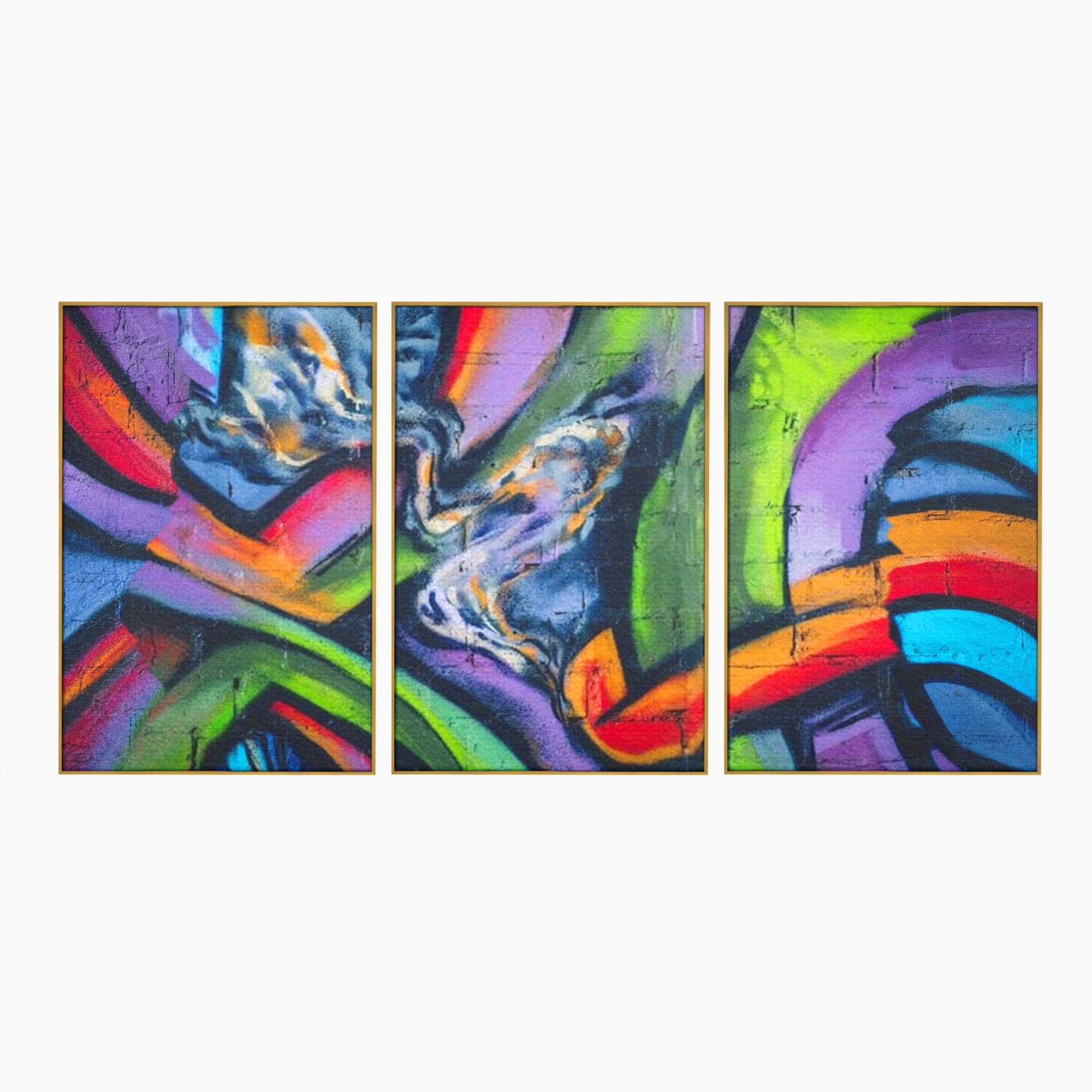 Set 3 Tablouri Canvas Premium LuxCanva® A3-1090, Graffiti, Abstract, Street Art, Multicolor, Culori Vibrante