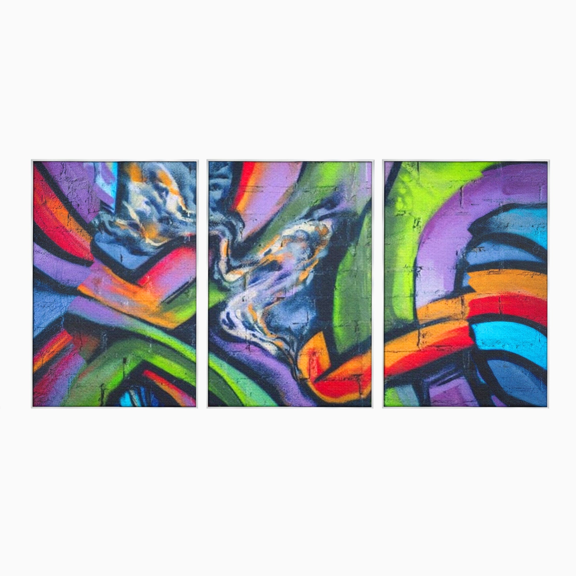 Set 3 Tablouri Canvas Premium LuxCanva® A3-1090, Graffiti, Abstract, Street Art, Multicolor, Culori Vibrante