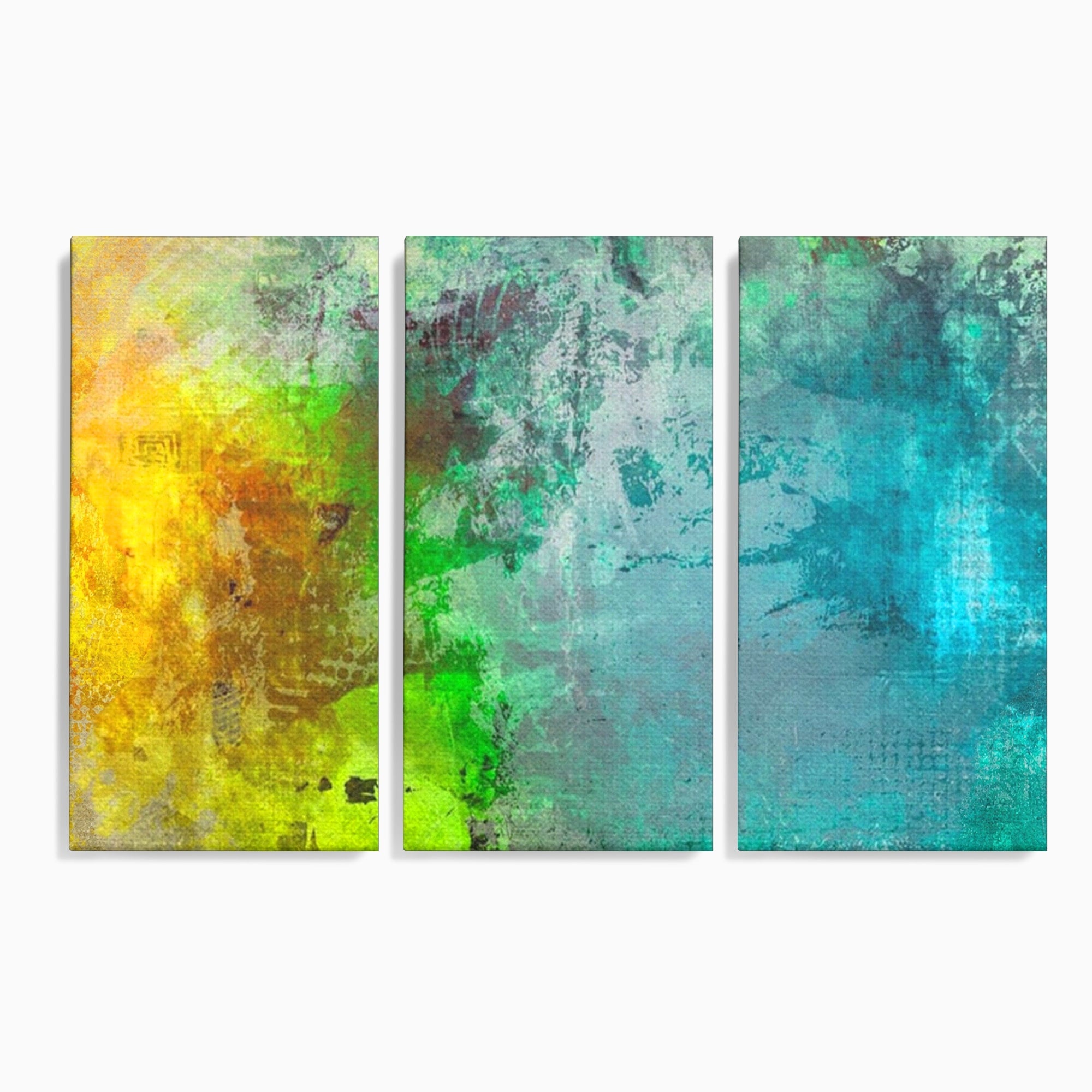 Set 3 Tablouri Canvas Premium LuxCanva® A3-1091, Colorful Green, Abstract, Verde, Blue, Multicolor, Culori Vibrante