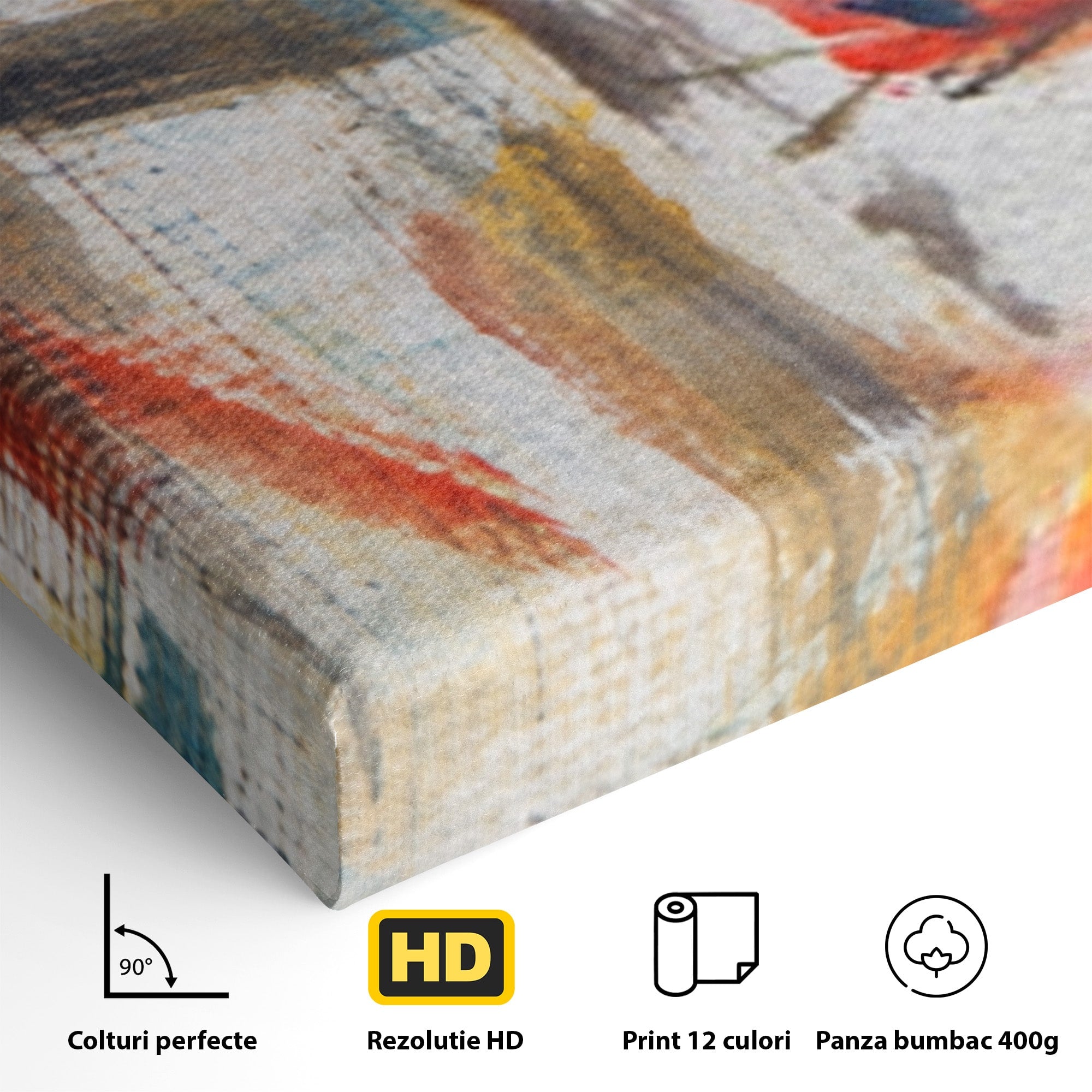 Set 3 Tablouri Canvas Premium LuxCanva® A3-1094, Dansul Culorilor, Arta Abstracta, Culoare, Pictura, Culori Vibrante