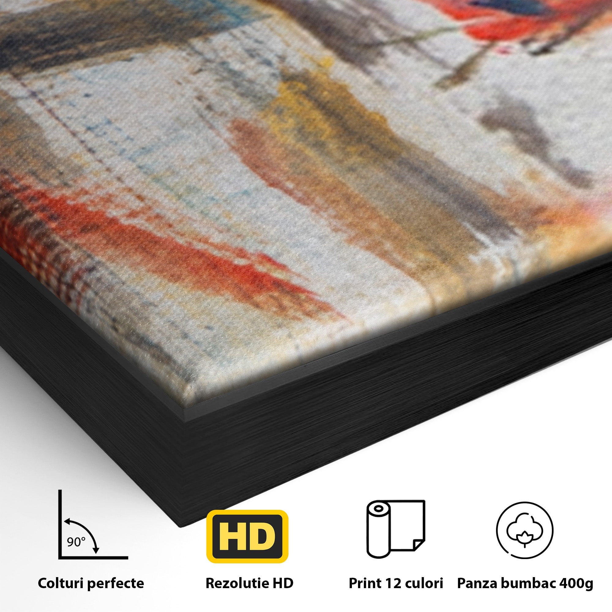 Set 3 Tablouri Canvas Premium LuxCanva® A3-1094, Dansul Culorilor, Arta Abstracta, Culoare, Pictura, Culori Vibrante