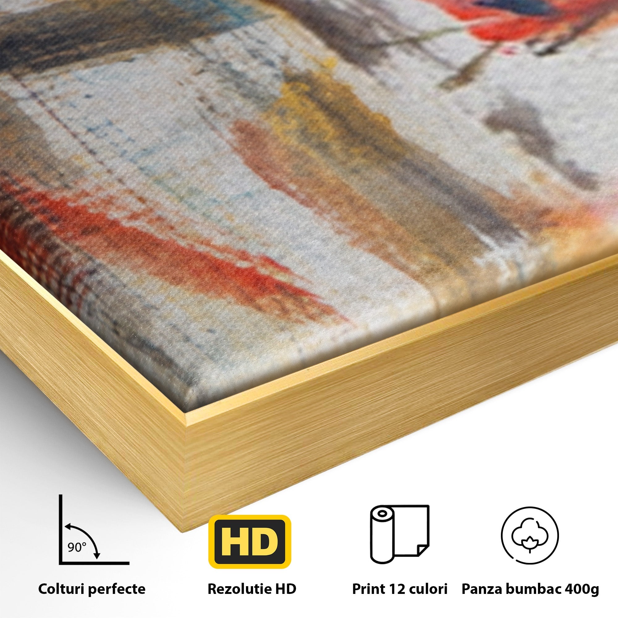 Set 3 Tablouri Canvas Premium LuxCanva® A3-1094, Dansul Culorilor, Arta Abstracta, Culoare, Pictura, Culori Vibrante