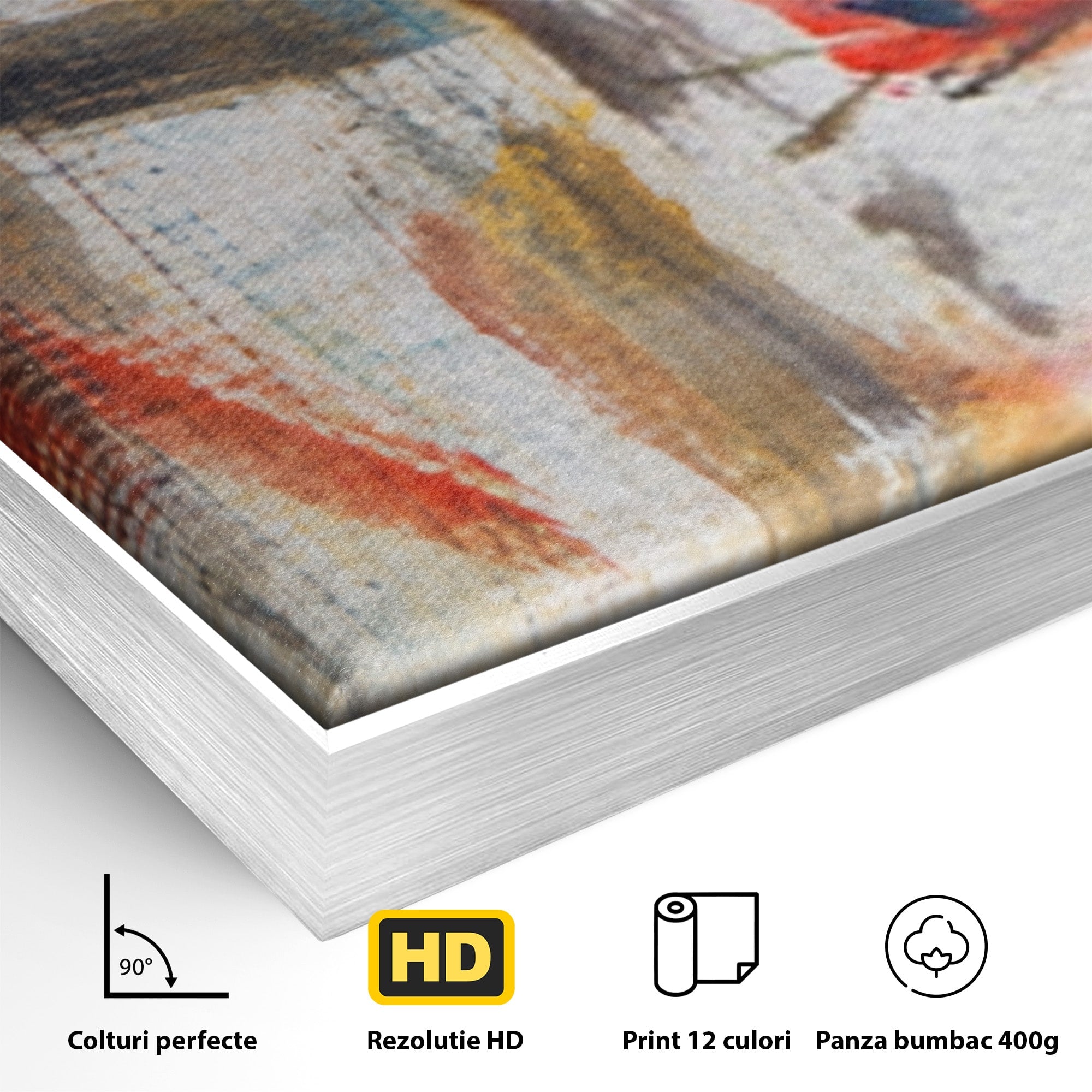 Set 3 Tablouri Canvas Premium LuxCanva® A3-1094, Dansul Culorilor, Arta Abstracta, Culoare, Pictura, Culori Vibrante