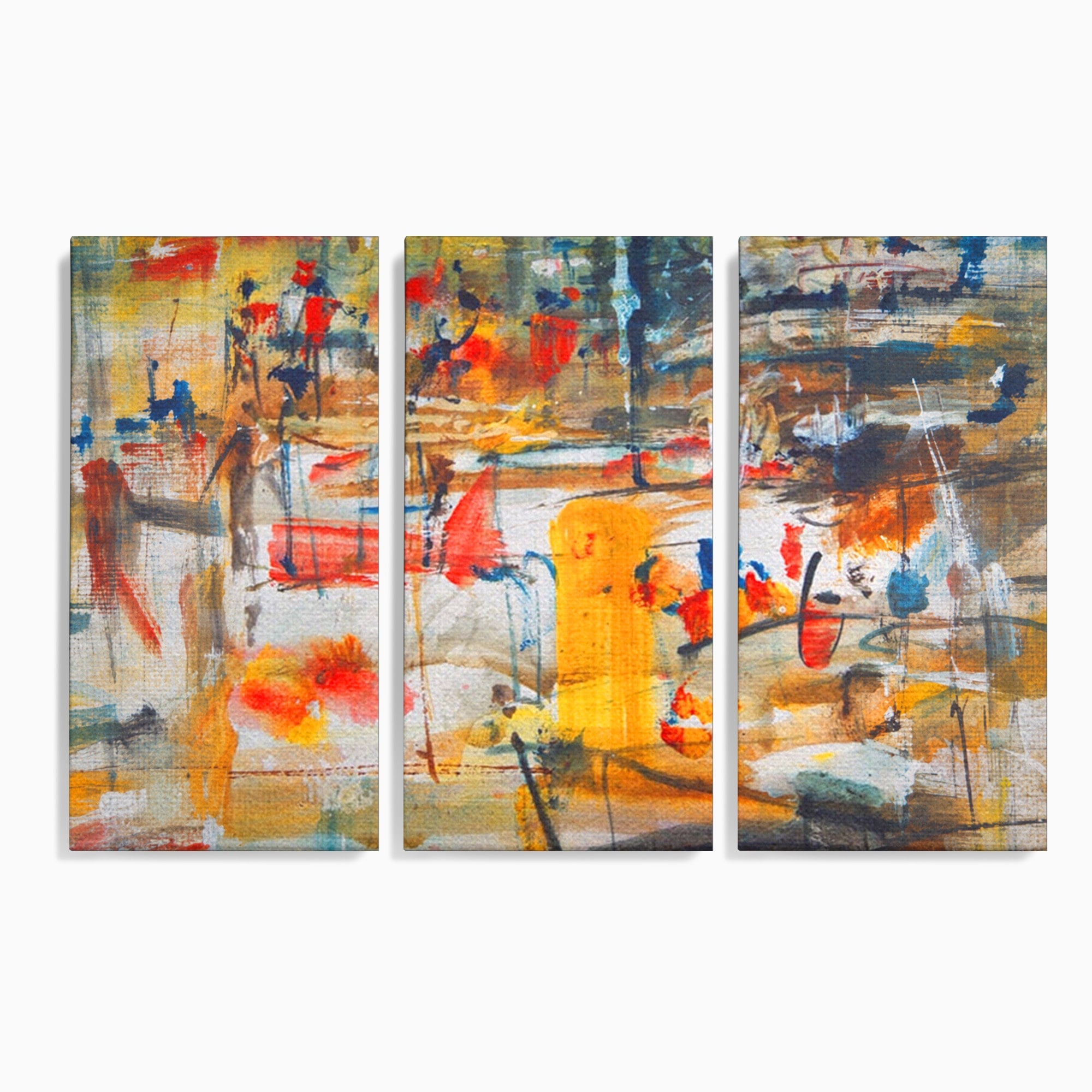 Set 3 Tablouri Canvas Premium LuxCanva® A3-1094, Dansul Culorilor, Arta Abstracta, Culoare, Pictura, Culori Vibrante