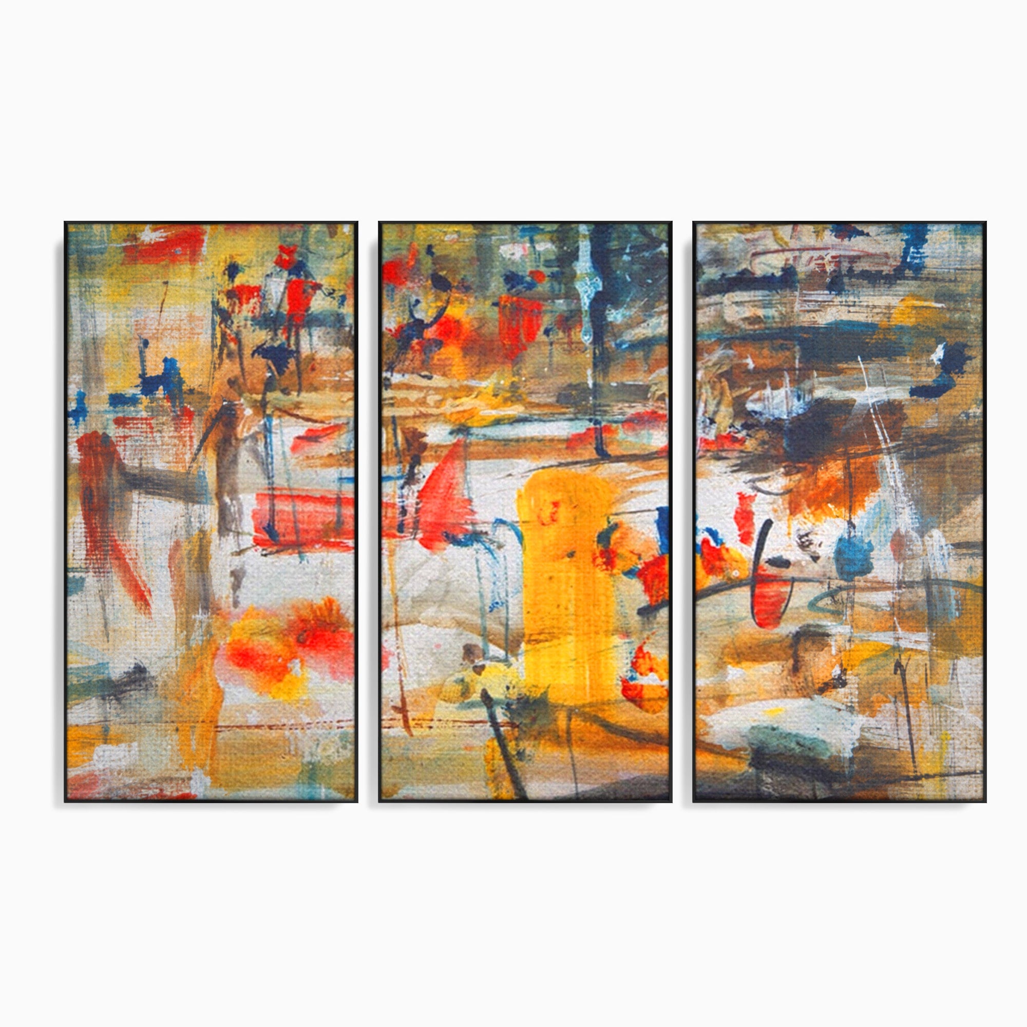 Set 3 Tablouri Canvas Premium LuxCanva® A3-1094, Dansul Culorilor, Arta Abstracta, Culoare, Pictura, Culori Vibrante