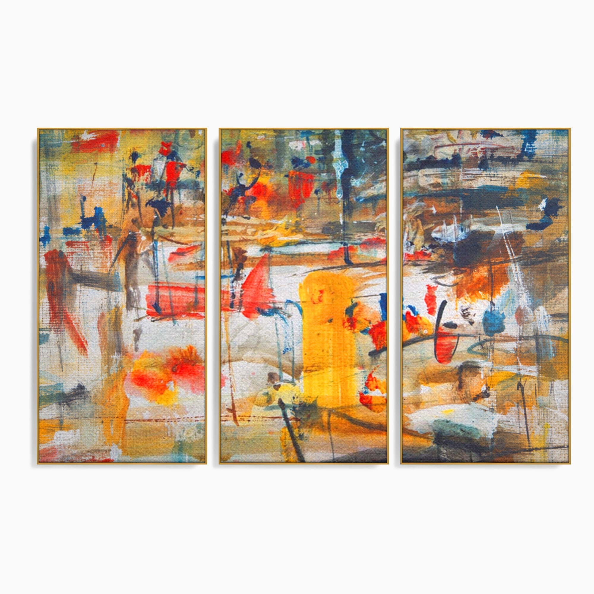 Set 3 Tablouri Canvas Premium LuxCanva® A3-1094, Dansul Culorilor, Arta Abstracta, Culoare, Pictura, Culori Vibrante