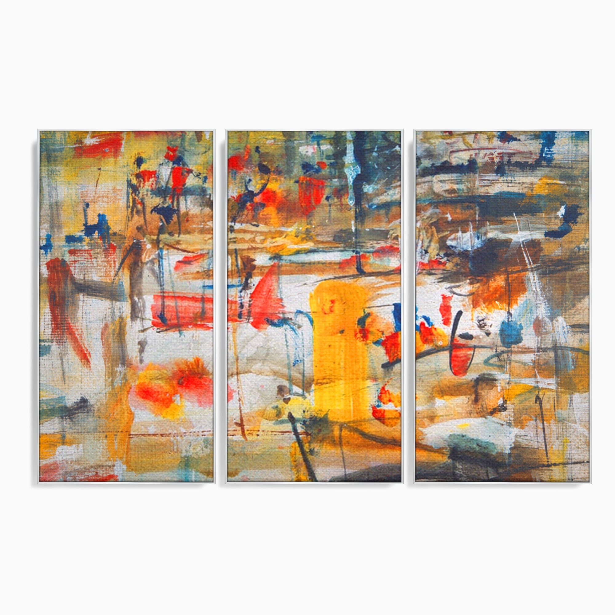 Set 3 Tablouri Canvas Premium LuxCanva® A3-1094, Dansul Culorilor, Arta Abstracta, Culoare, Pictura, Culori Vibrante