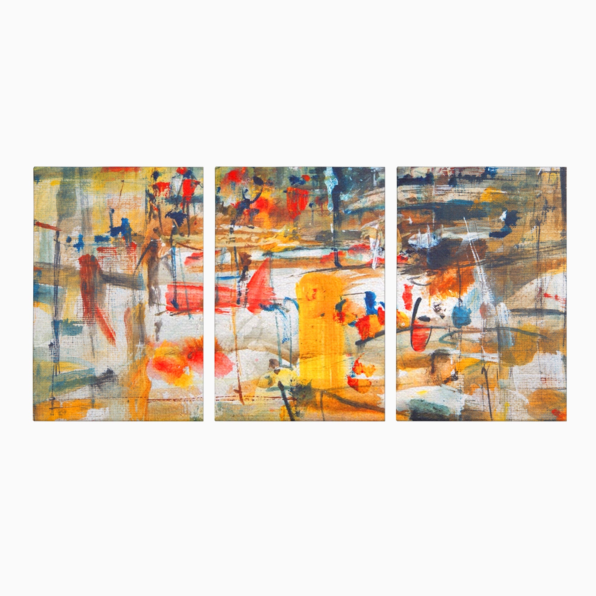Set 3 Tablouri Canvas Premium LuxCanva® A3-1094, Dansul Culorilor, Arta Abstracta, Culoare, Pictura, Culori Vibrante